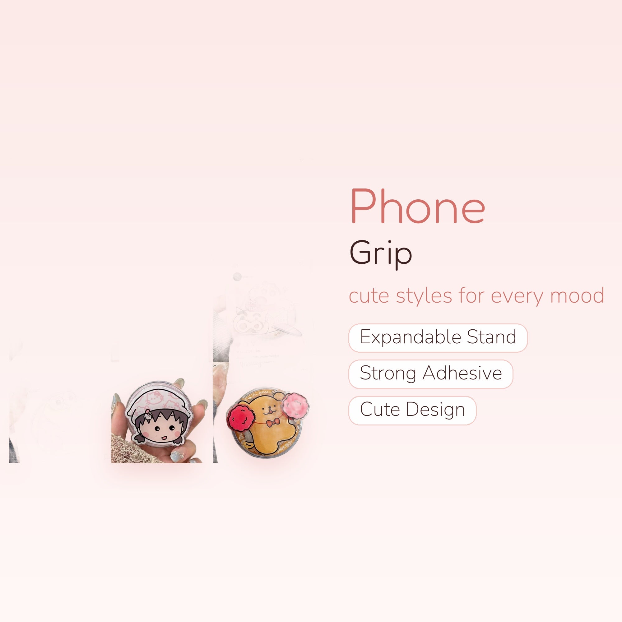 Cute Cartoon Character Phone Grip | Kawaii Pop Socket Stand for Phones