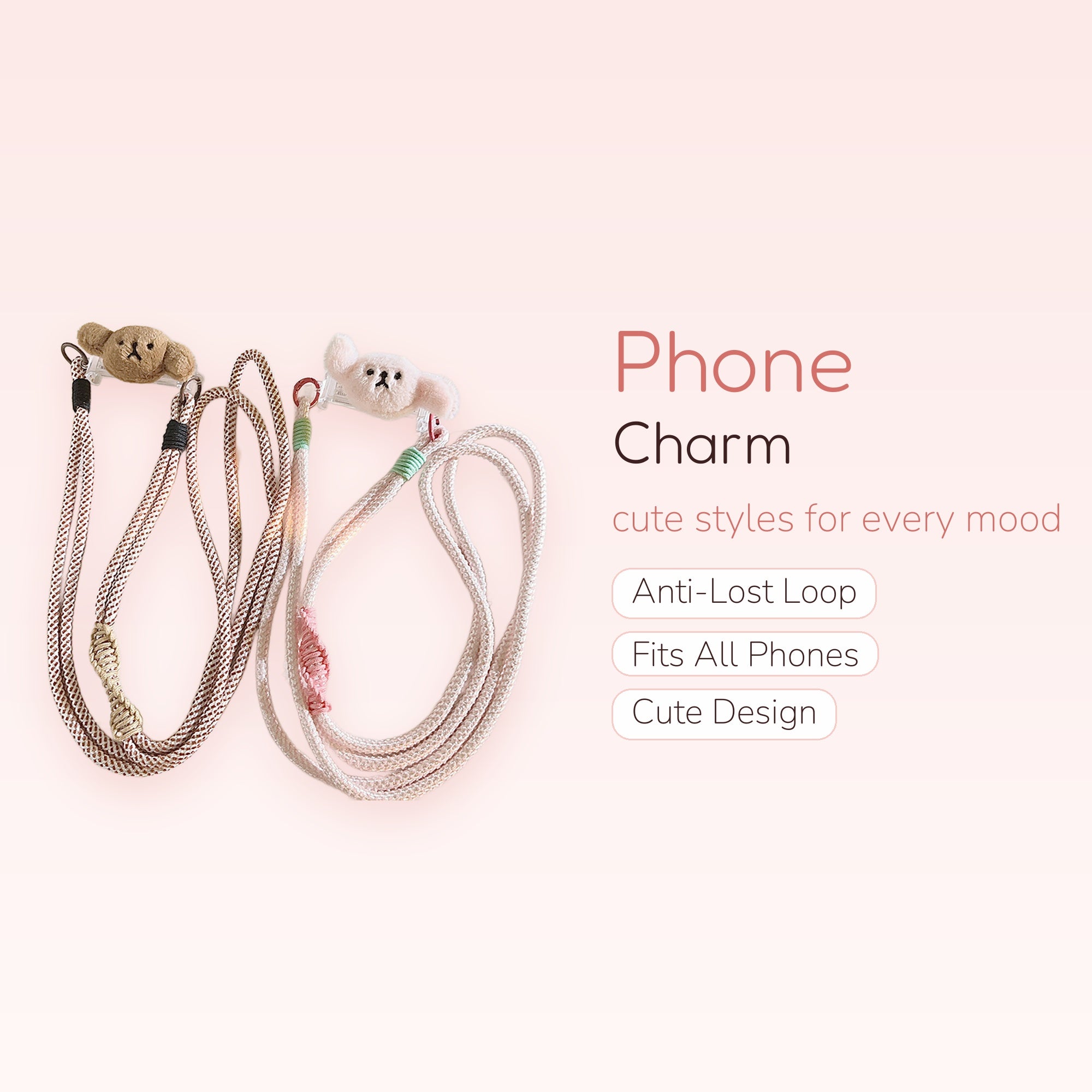 Cute Plush Bear Phone Lanyard | Kawaii Adjustable Crossbody Strap