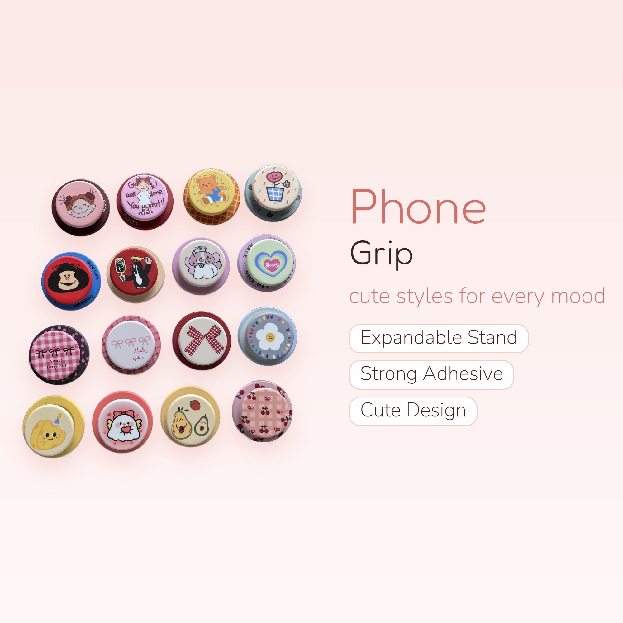 Assorted Kawaii Cartoon Character Phone Grips | Cute Pop Socket Stand Collection
