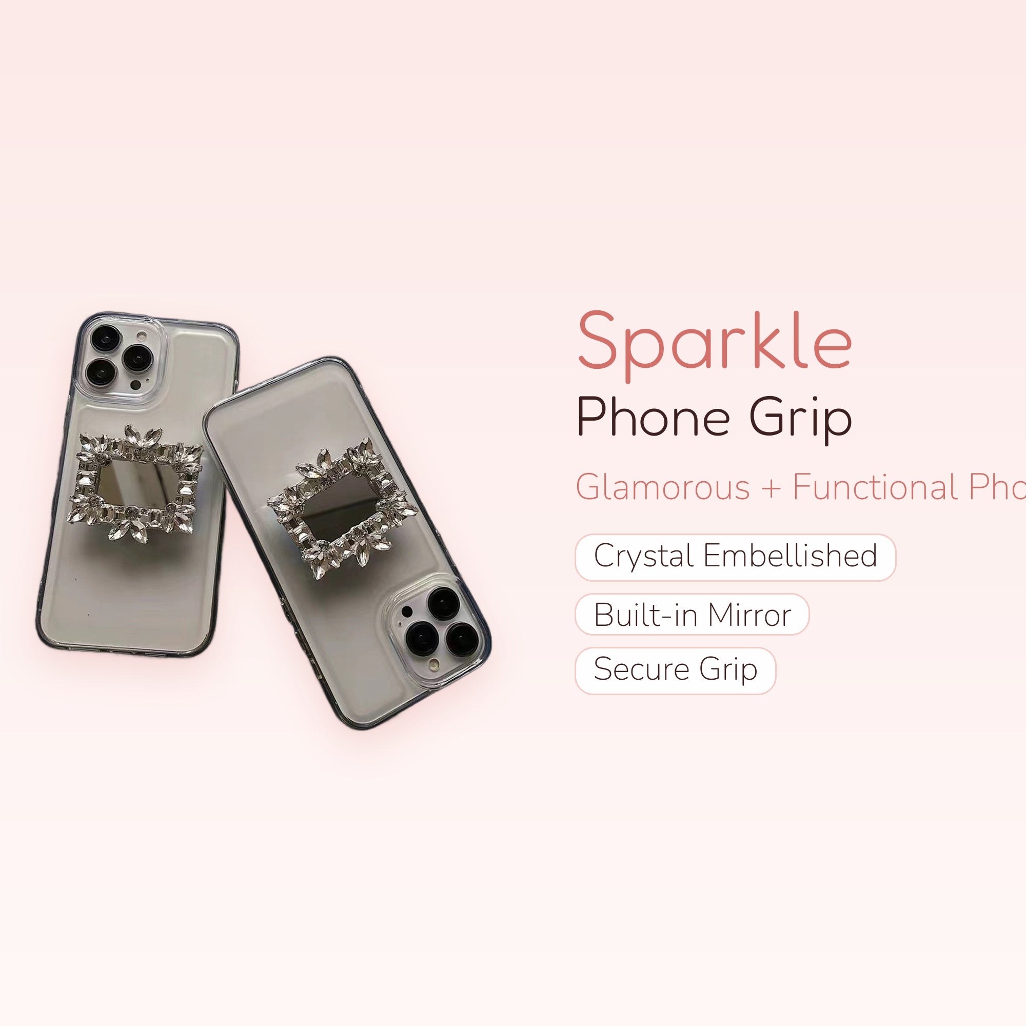 Sparkle Crystal Phone Grip | Rhinestone Mirror Phone Stand