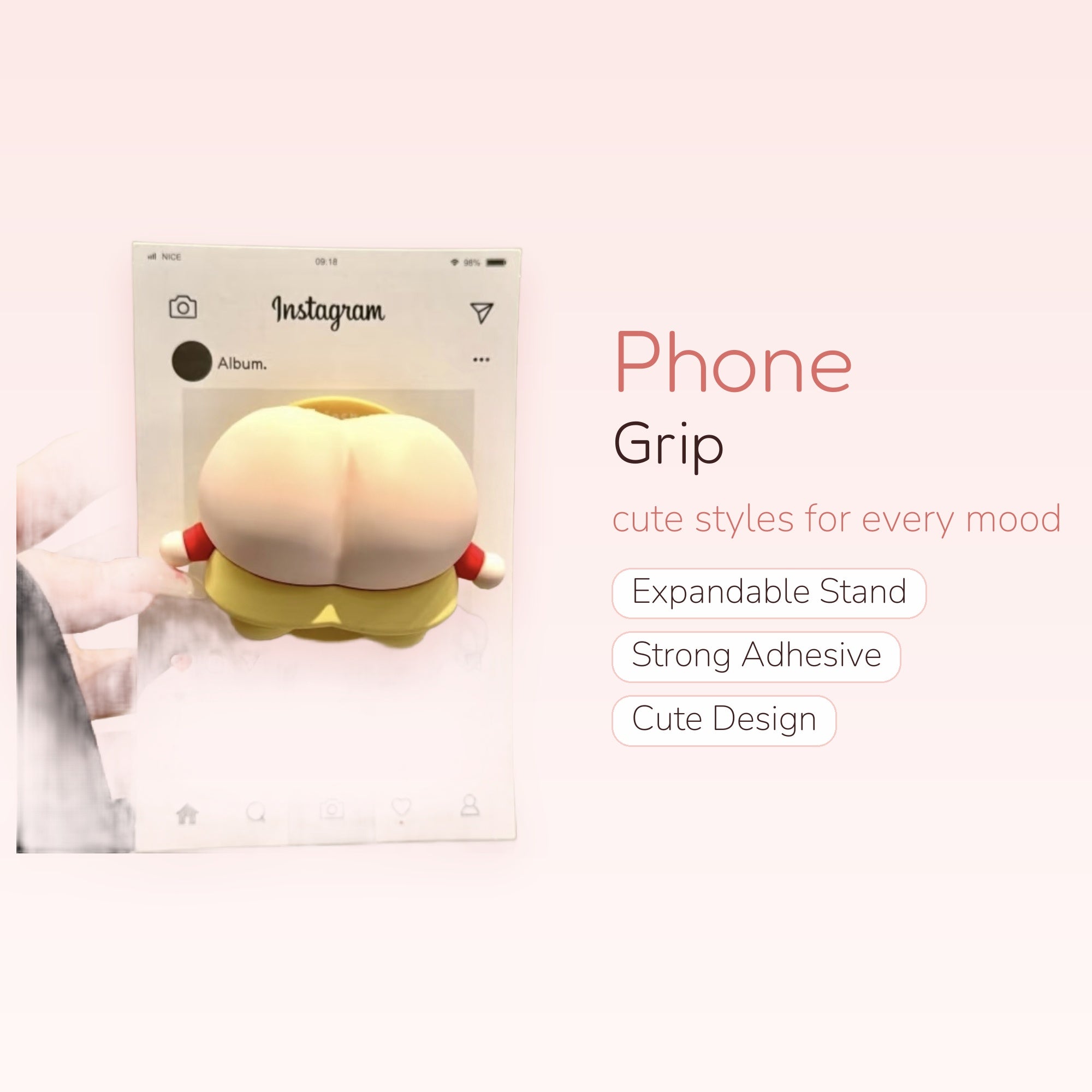 Cute Crayon Shin-chan Butt Phone Grip | Kawaii Anime Pop Socket Stand