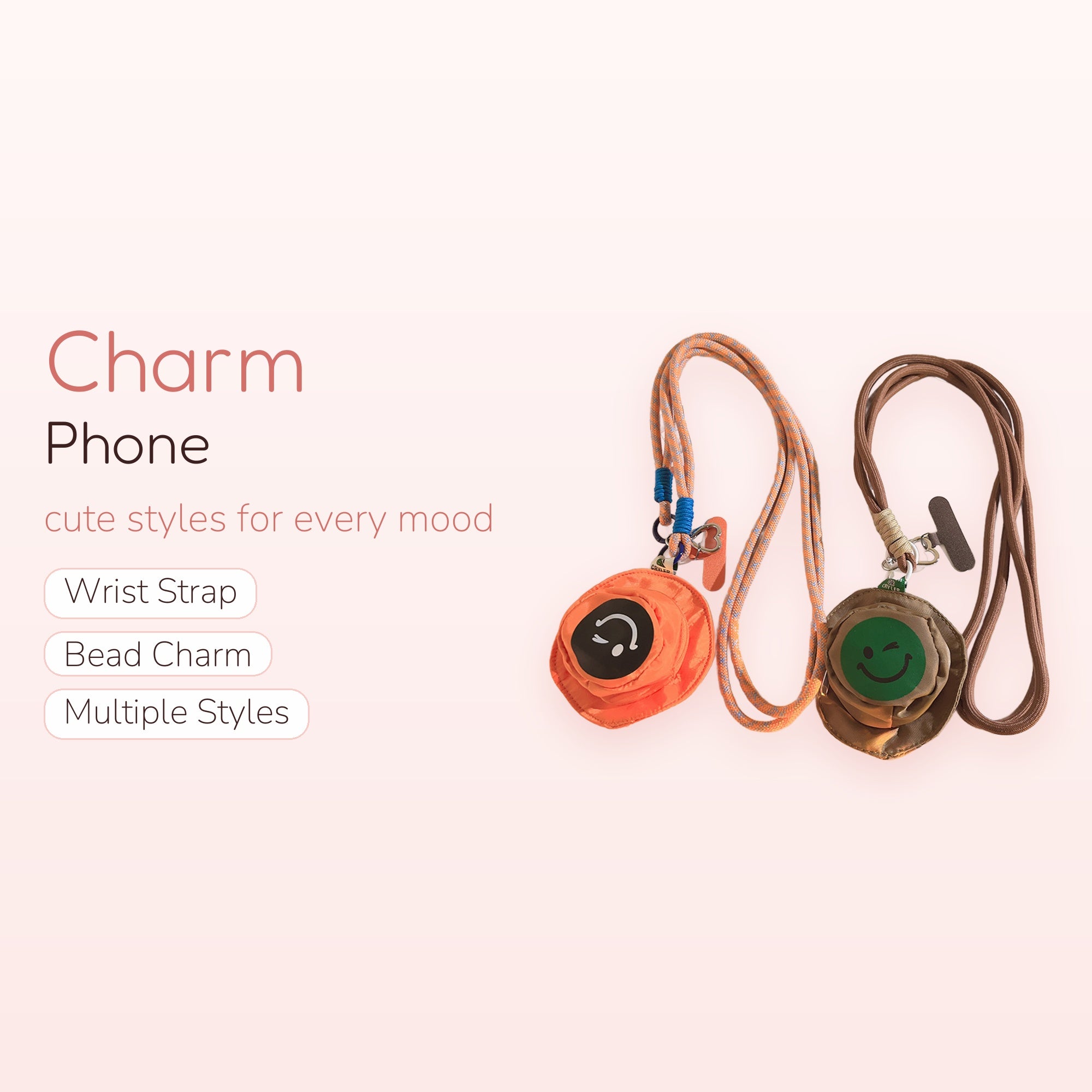 Cute Smiley Face Bucket Hat Phone Lanyard | Aesthetic Crossbody Phone Strap