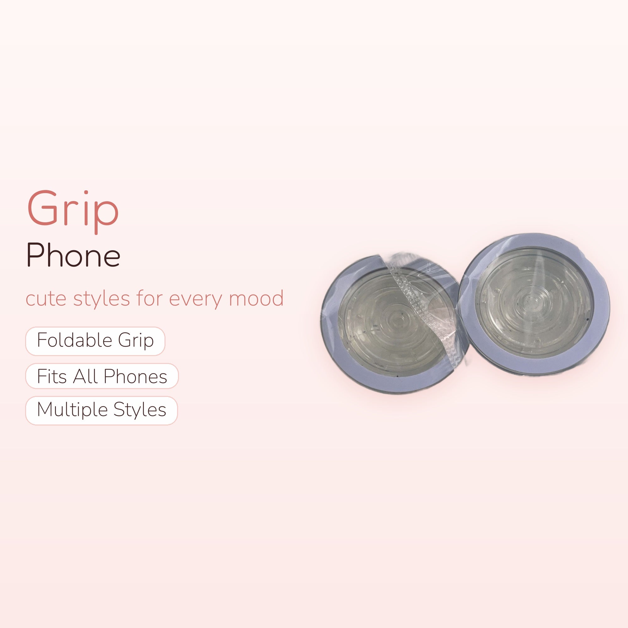 Pastel Purple Round Phone Grip | Clear Acrylic Pop Socket Stand