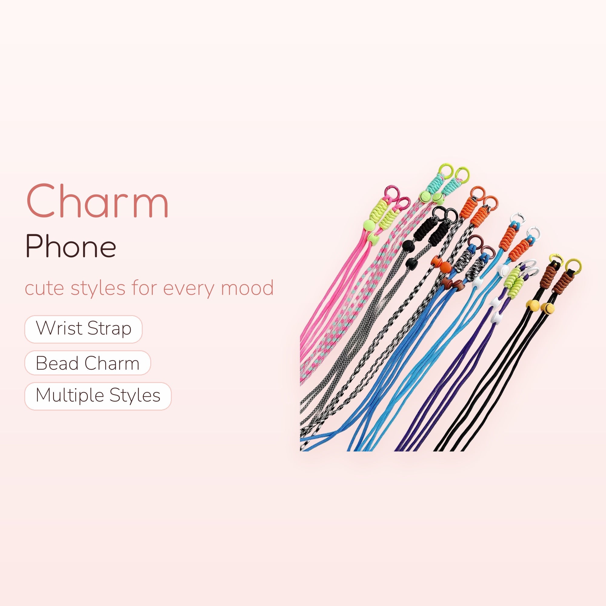 Colorful Adjustable Phone Charm Lanyard | Braided Rope Wrist Strap for Phone