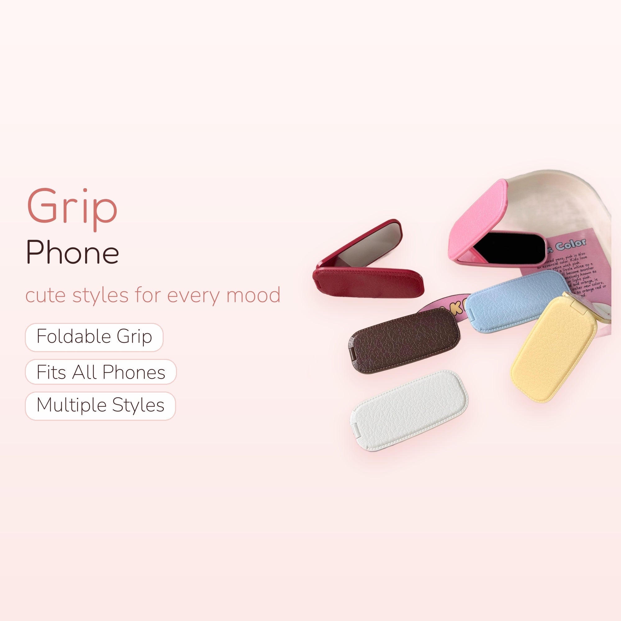 Pastel Rectangle Phone Grip | Cute Foldable Pop Socket Stand