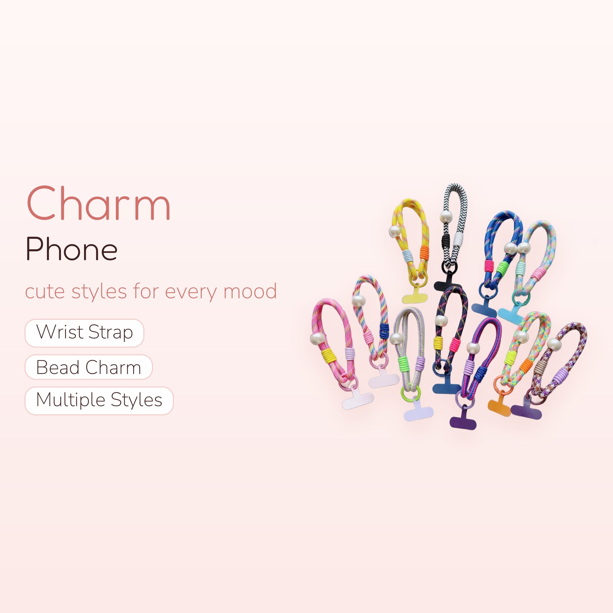 SIMPLYBUBBI — Pearl Beaded Braided Phone Lanyard | Colorful Rope Wristlet Strap