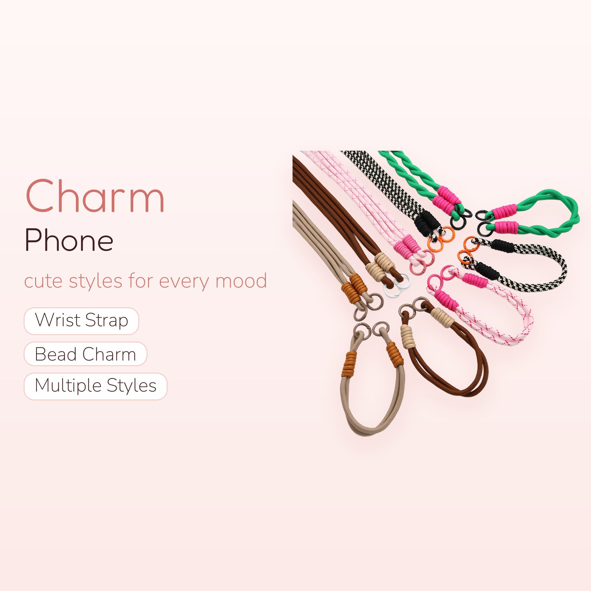 SIMPLYBUBBI — Two-Tone Cord Phone Handle | Colorful Looped Wristlet Keychains