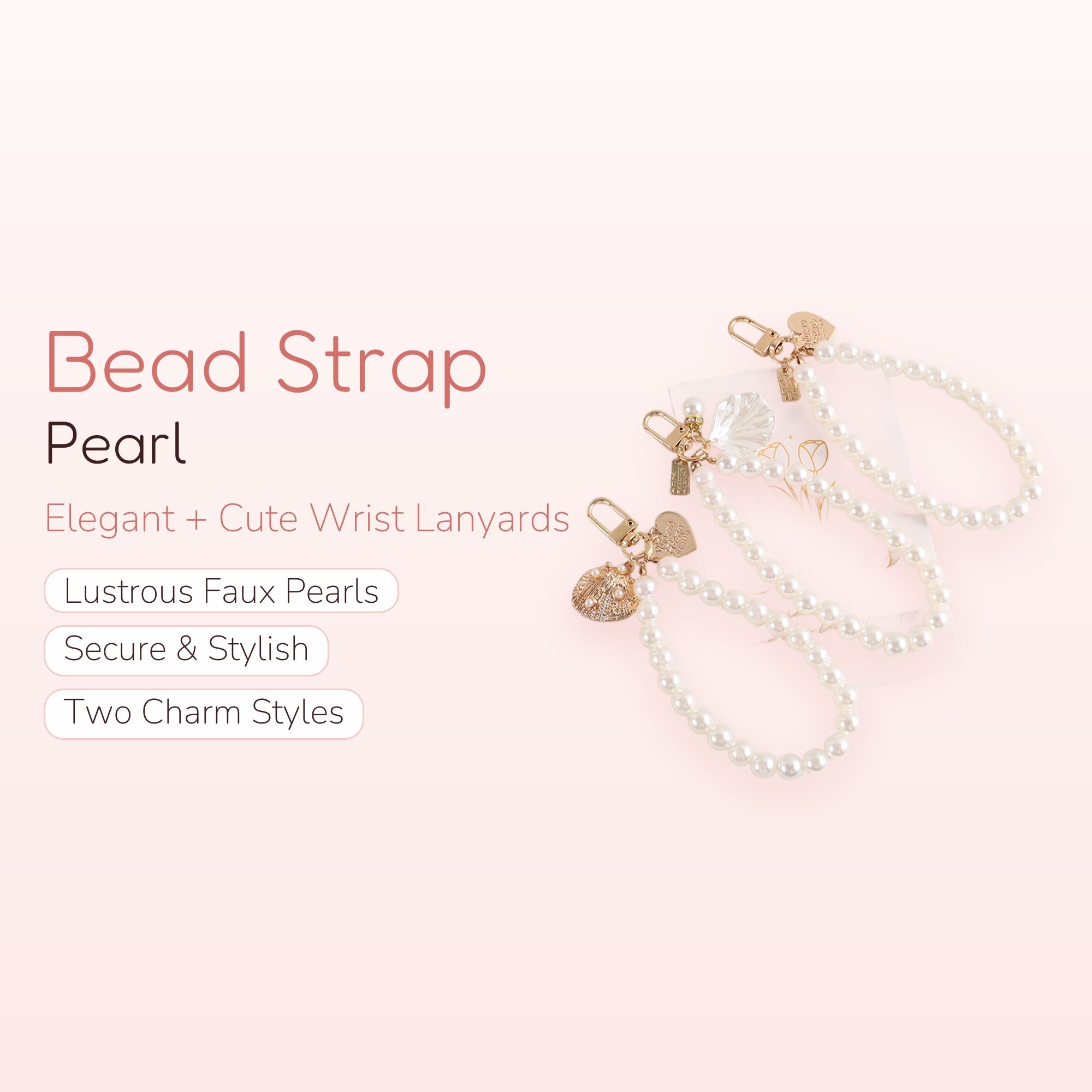 Elegant Pearl Bead Phone Charm Strap | Cute Wrist Lanyard Keychain