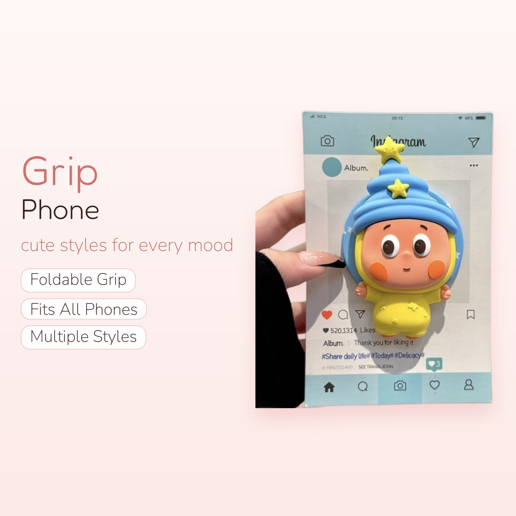 That Girl — Cute Chibi Girl Phone Grip Stand