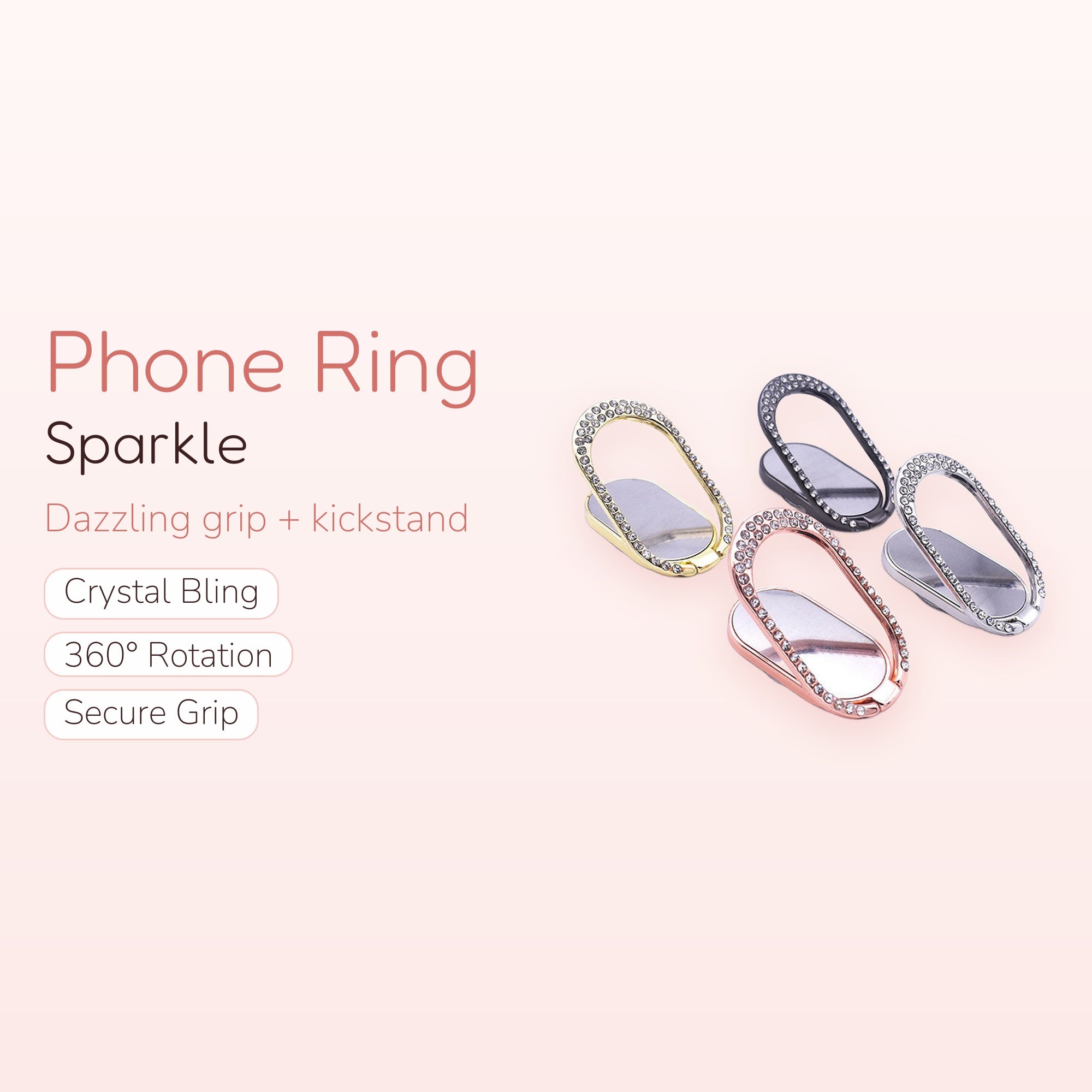 Sparkle Crystal Phone Ring Holder | 360° Rotating Kickstand Grip