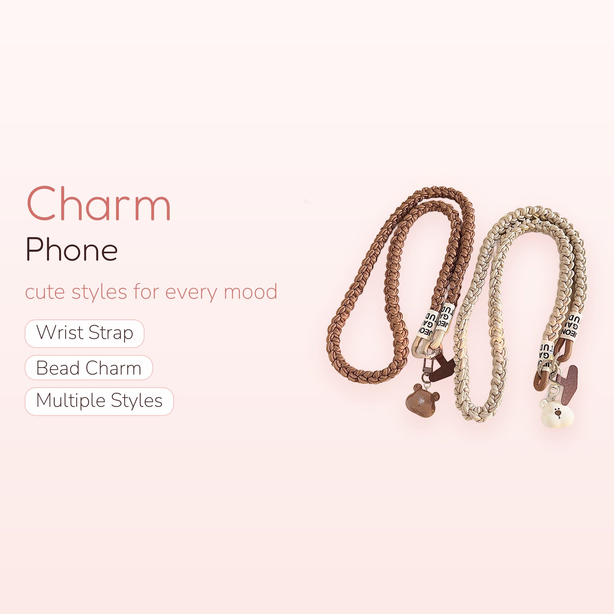 Braided Bear Phone Lanyard | Cute Kawaii Wrist Strap for Phone
