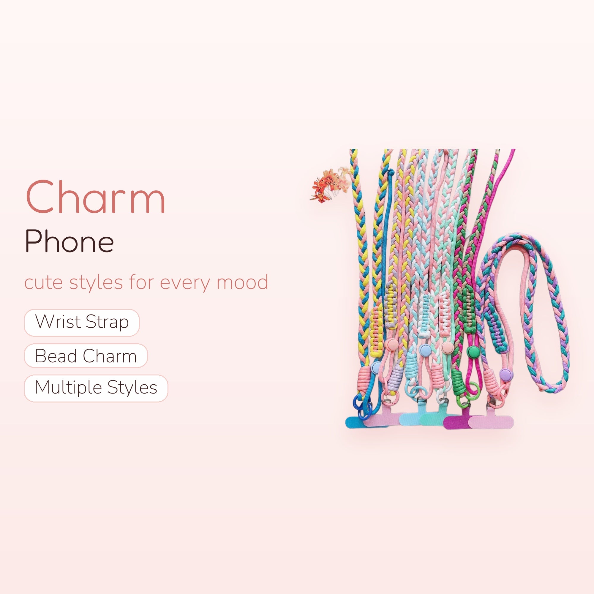 Braided Rainbow Phone Lanyard | Colorful Woven Crossbody Strap