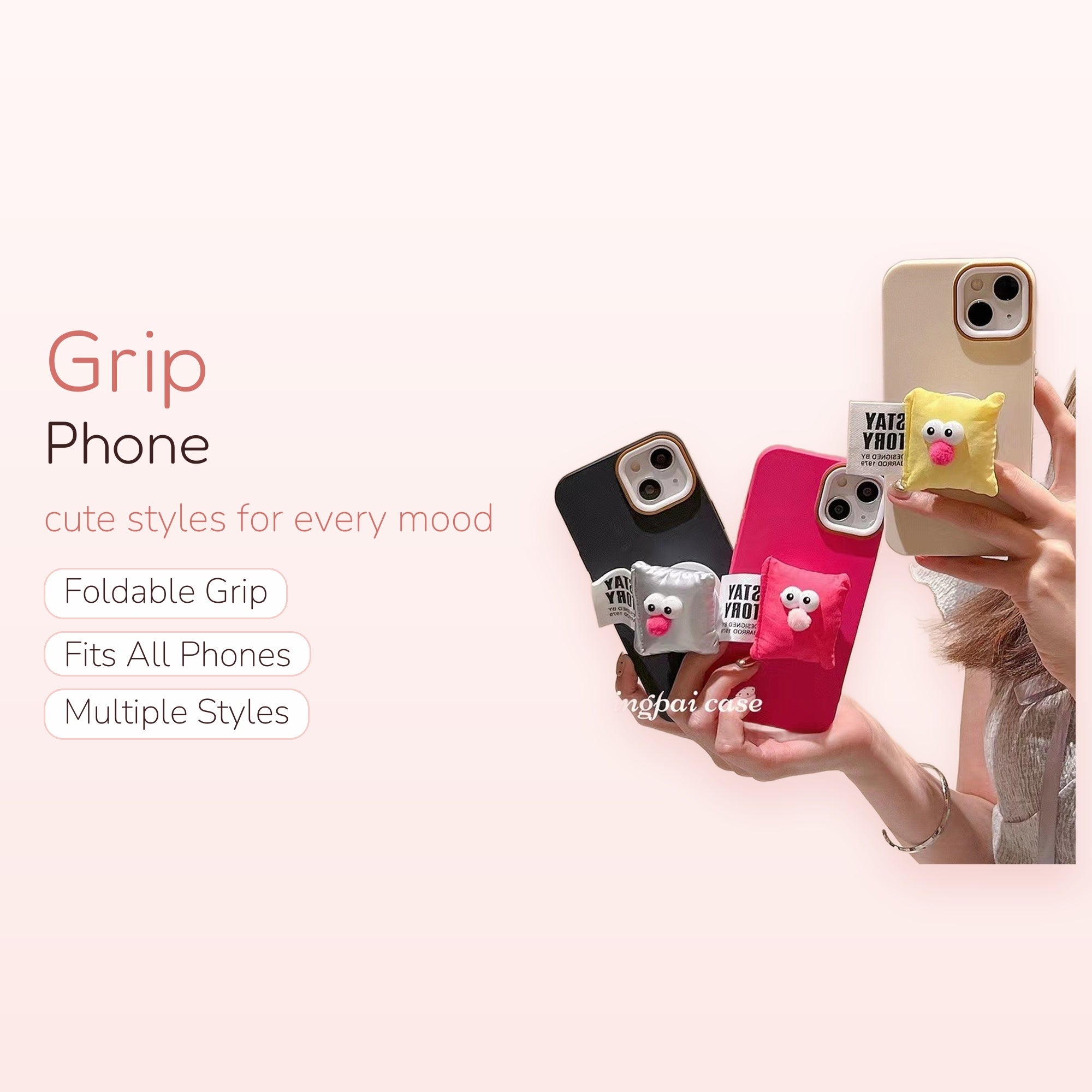 Cute Cartoon Pillow Phone Grip | Kawaii 3D Character Pop Socket Stand