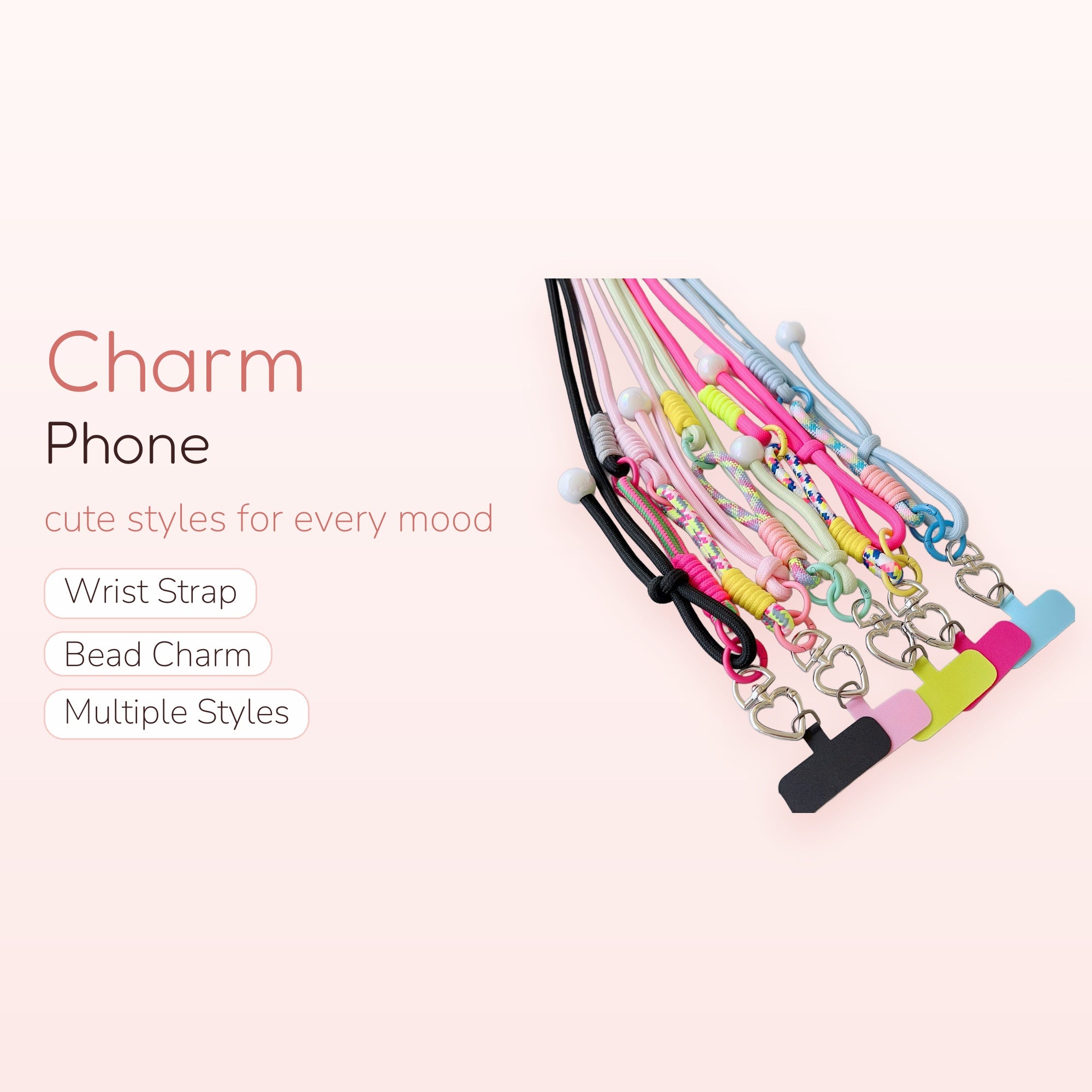 Colorful Braided Rope Phone Lanyard | Heart Clasp Adjustable Crossbody Phone Strap