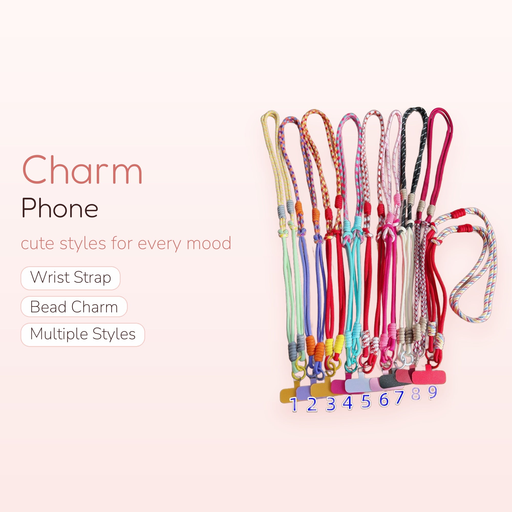 SIMPLYBUBBI — Multi-colored Braided Phone Lanyard | Adjustable Crossbody Strap with Phone Tab
