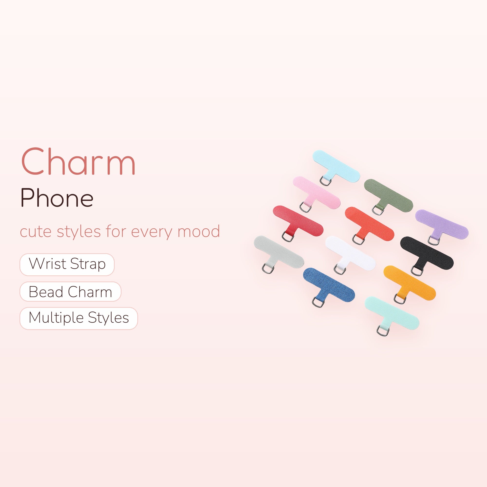 SIMPLYBUBBI — Assorted Solid Phone Lanyard Patches | Universal Phone Tether Tabs