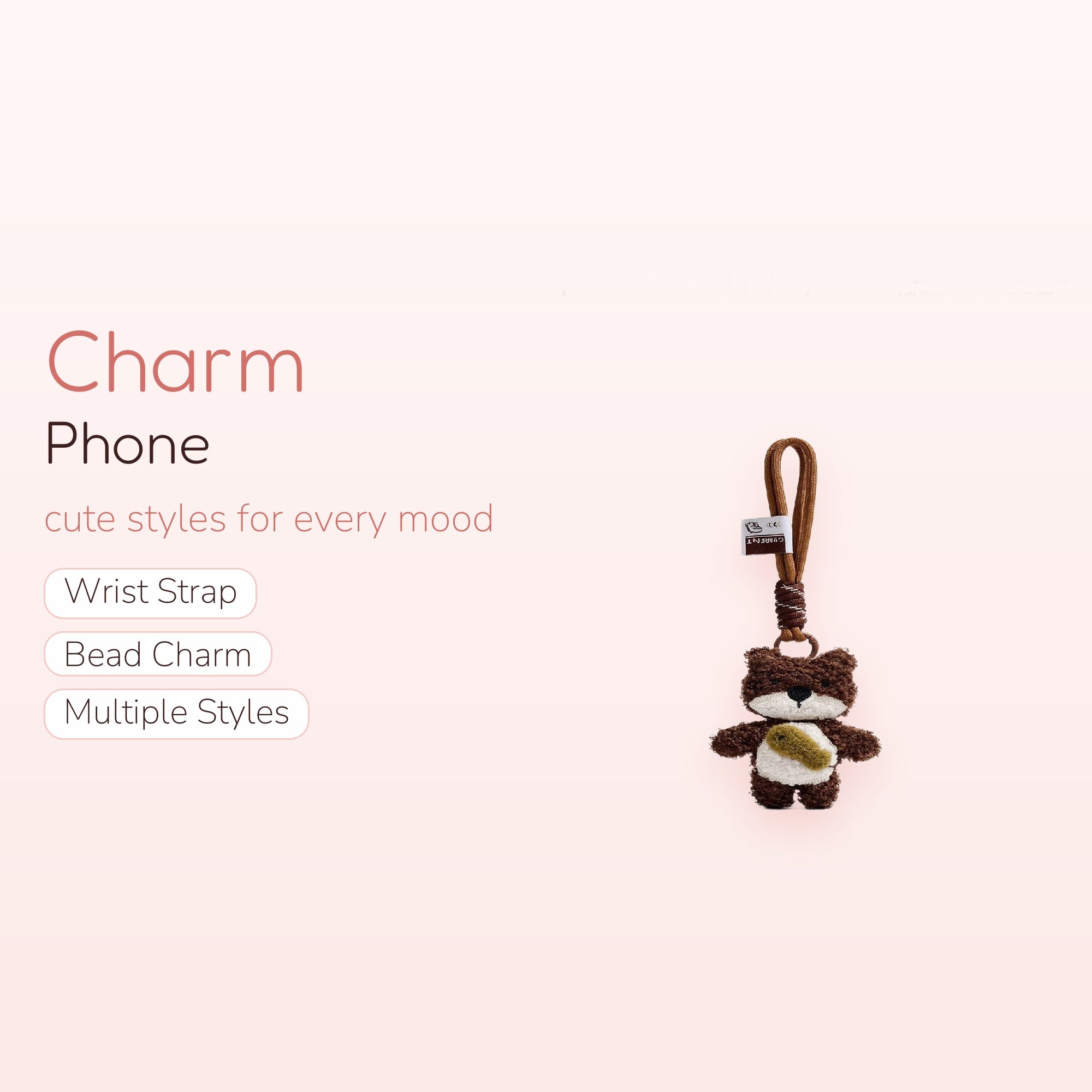 Cute Brown Bear Plush Phone Charm | Kawaii Knitted Wrist Lanyard