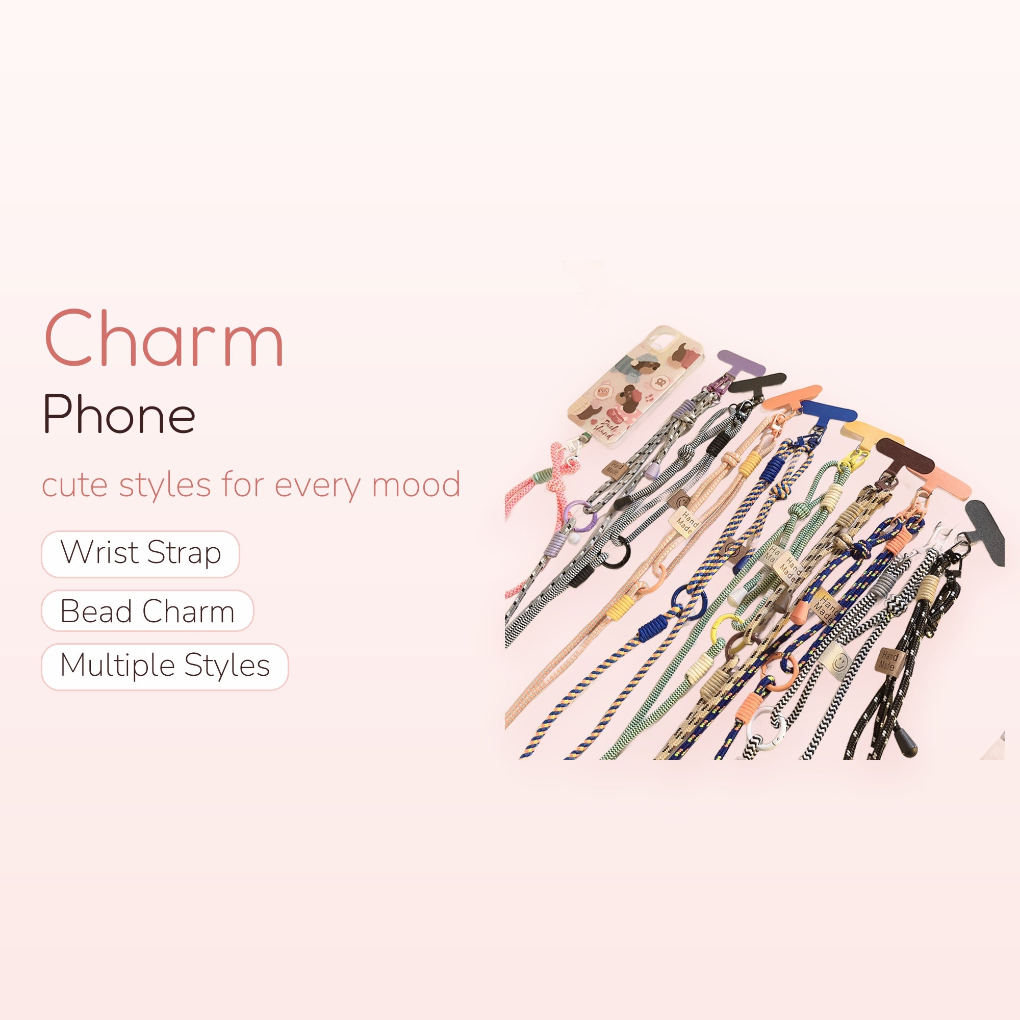 SIMPLYBUBBI — Assorted Braided Rope Phone Lanyard with T-Tab | Hand-Made Crossbody Strap