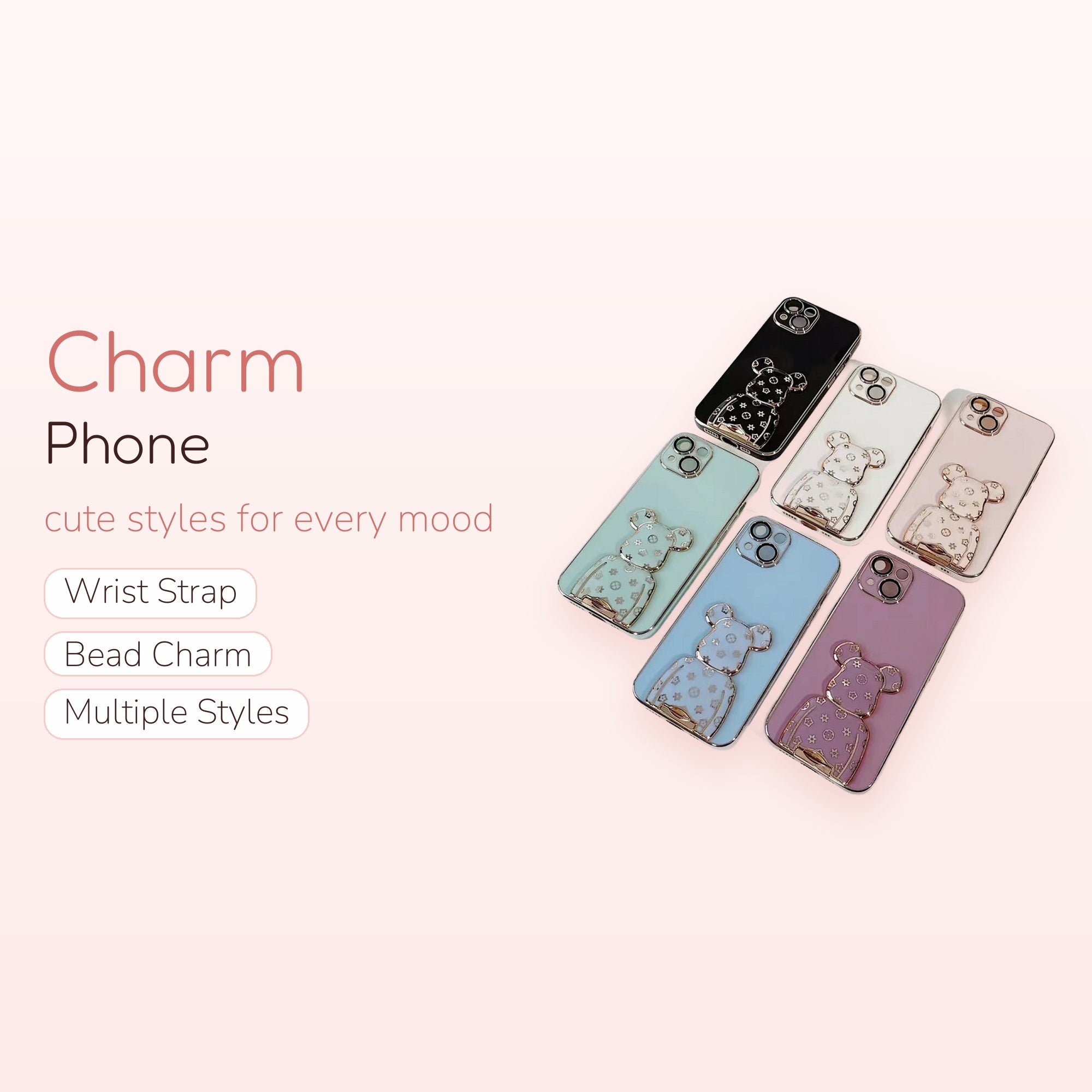 Gradient Glitter Quicksand Bracket Phone Case for iPhone | SIMPLYBUBBI Phone Charm