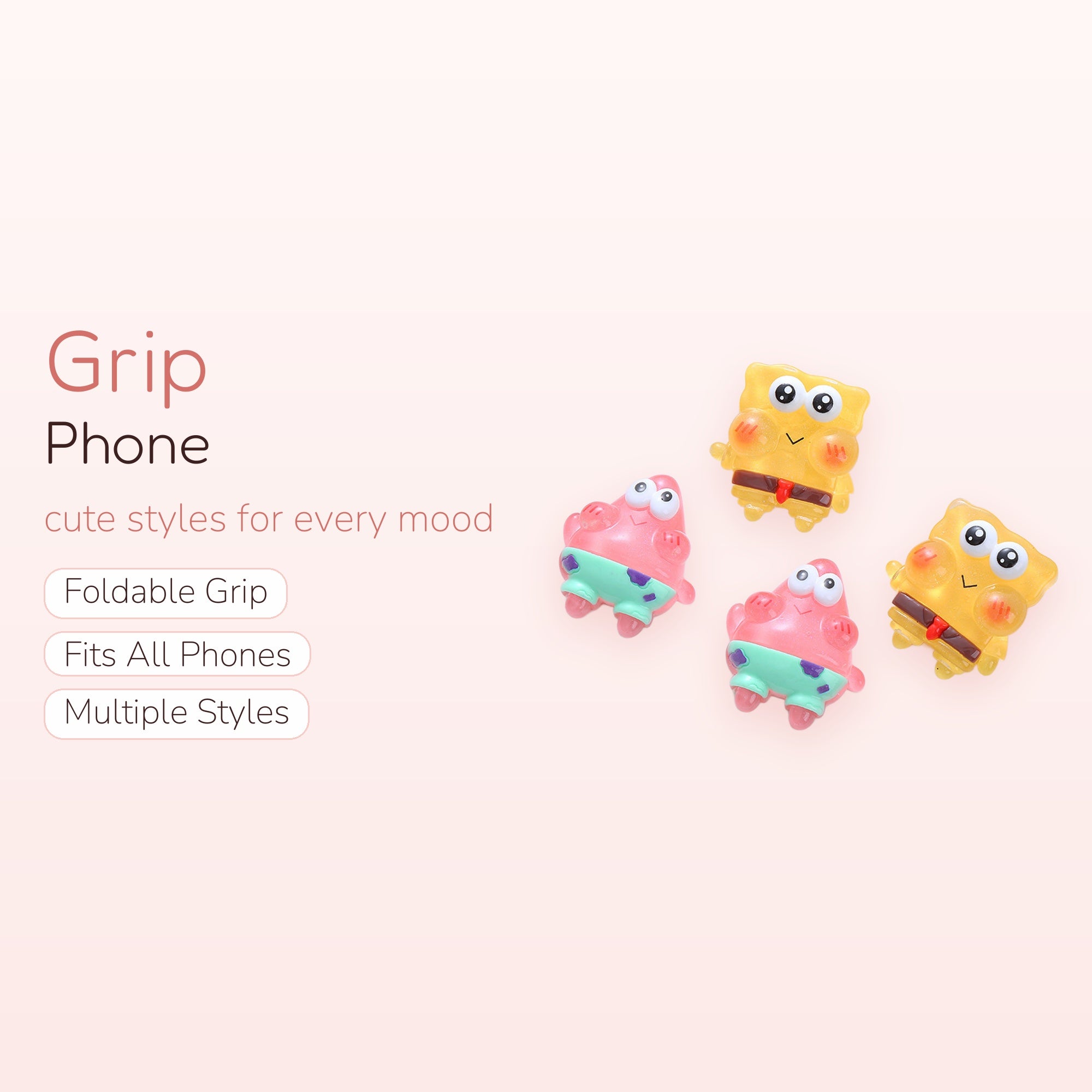Cute Spongebob & Patrick Phone Grips | Kawaii Cartoon Character Pop Sockets