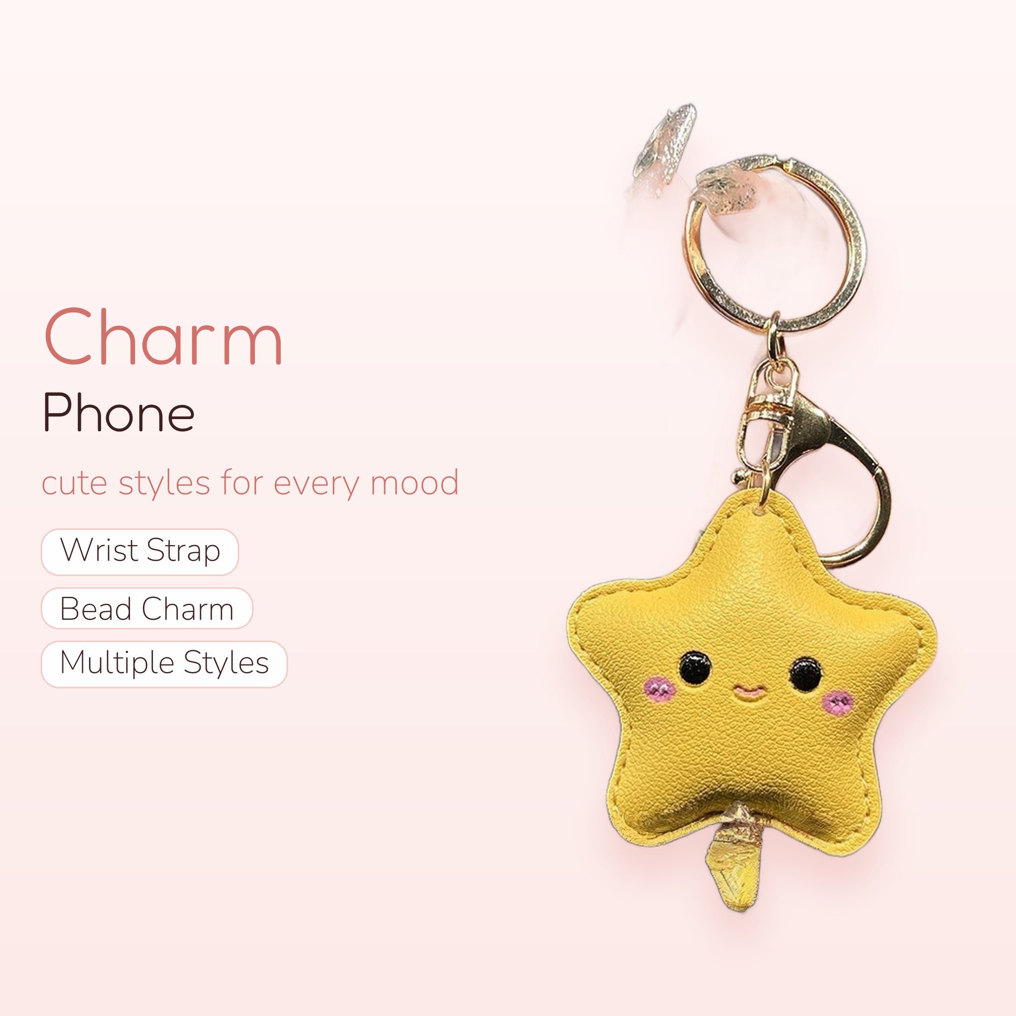 Cute Yellow Star Keychain Charm | Kawaii Plushie Bag Accessory