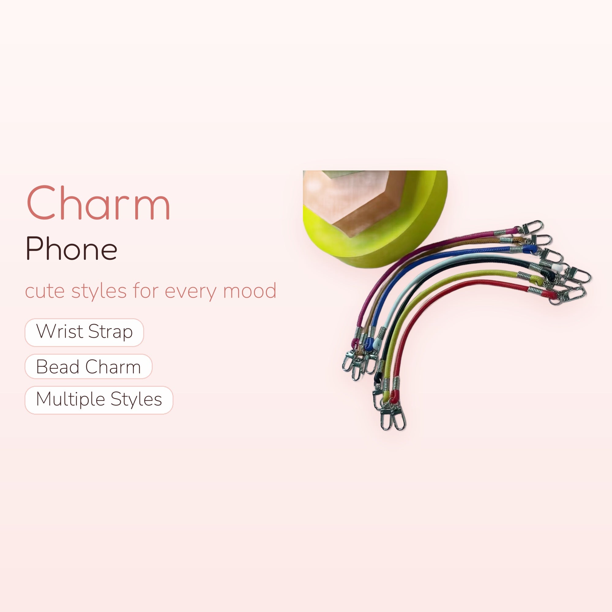 Colorful Braided Leather Phone Charm Straps | Aesthetic Wrist Lanyards with Lobster Clasps