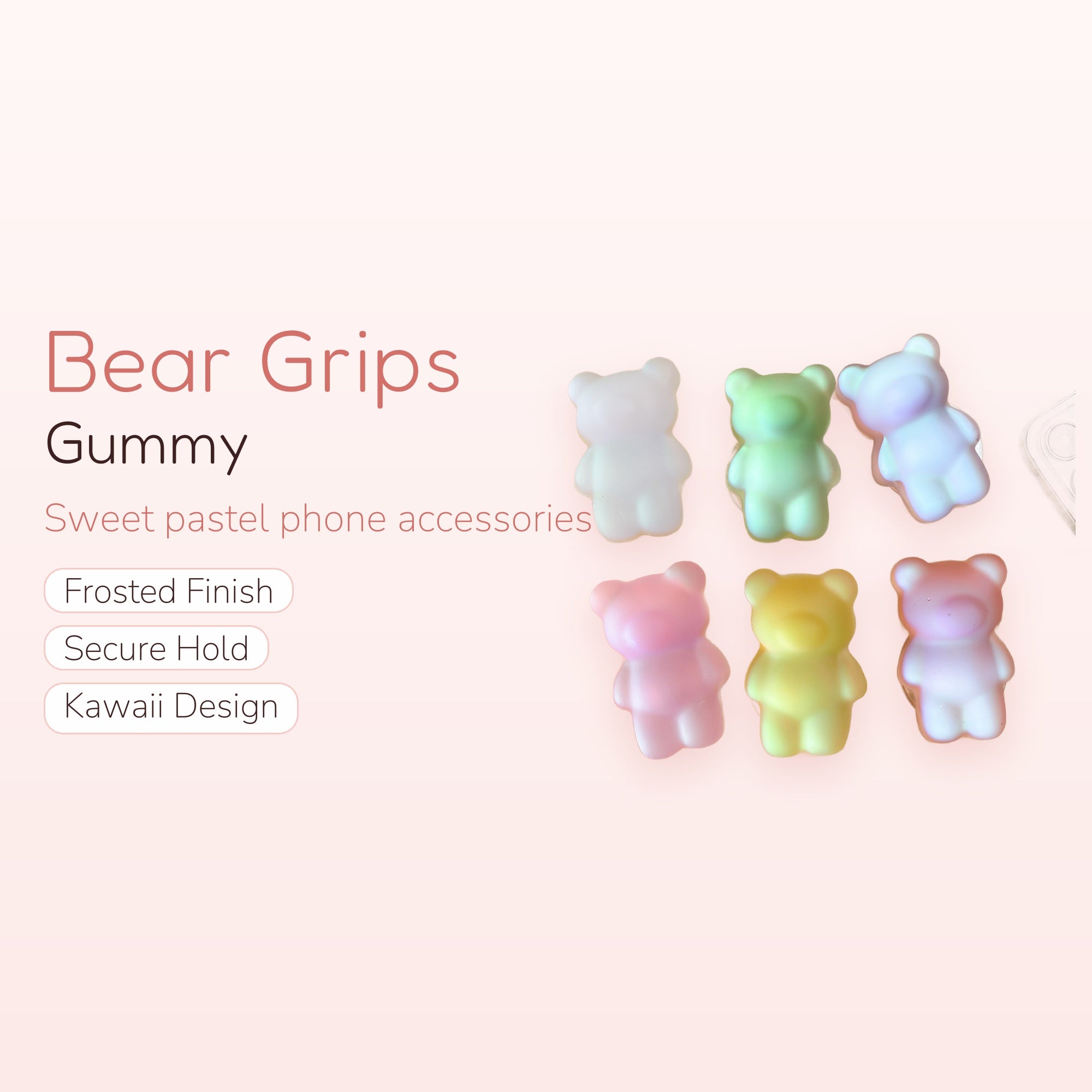 Kawaii Gummy Bear Phone Grip | Pastel Pop Socket Holder | Cute Phone Accessory | Y2K Aesthetic | Gift for Her