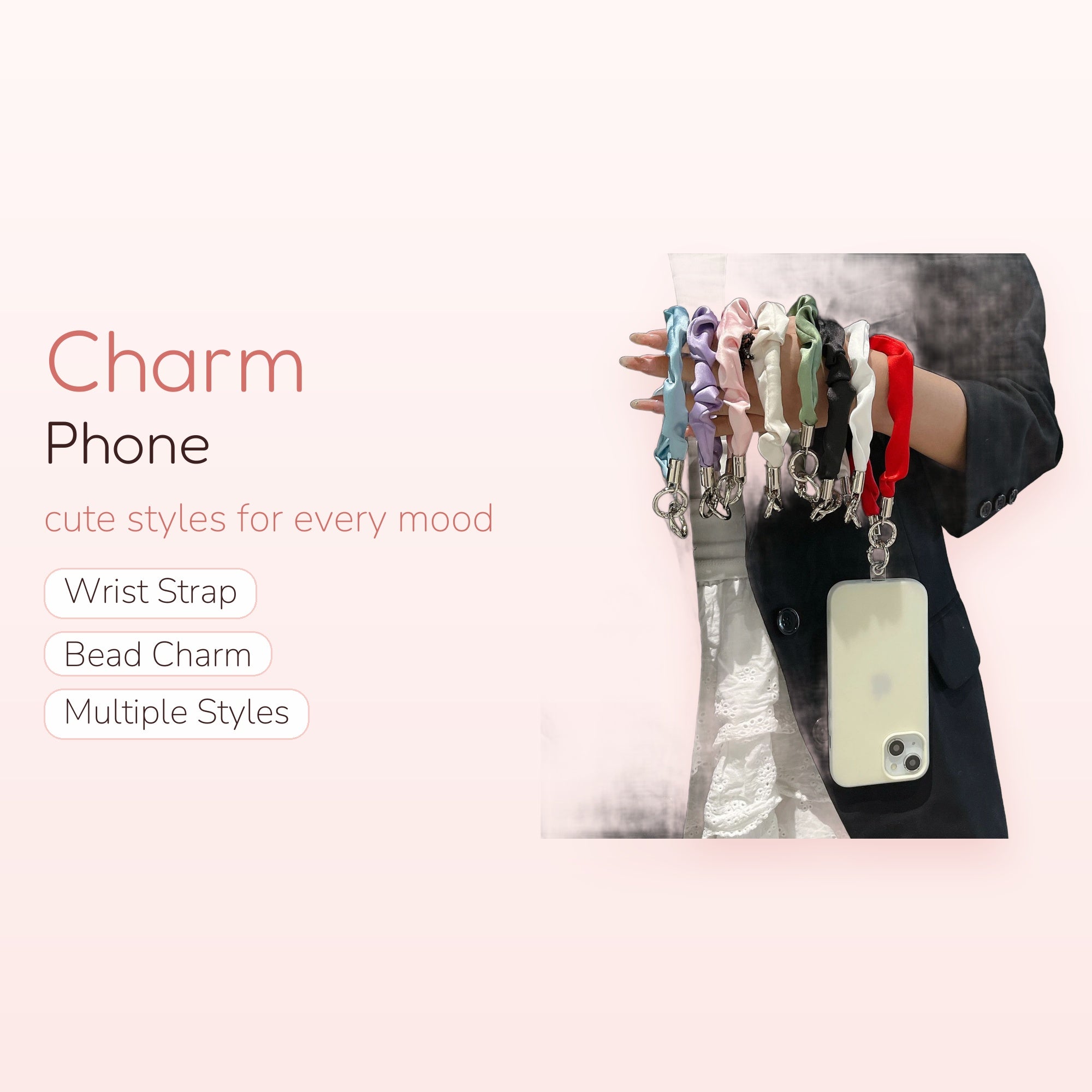 Silky Scrunchie Wrist Phone Charm | Aesthetic Colorful Lanyard Strap