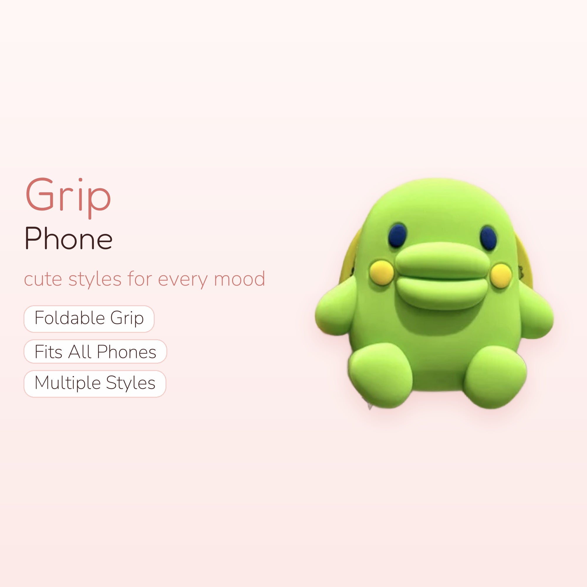 Cute Green Duck Phone Grip | Kawaii Pop Socket Stand for Phones