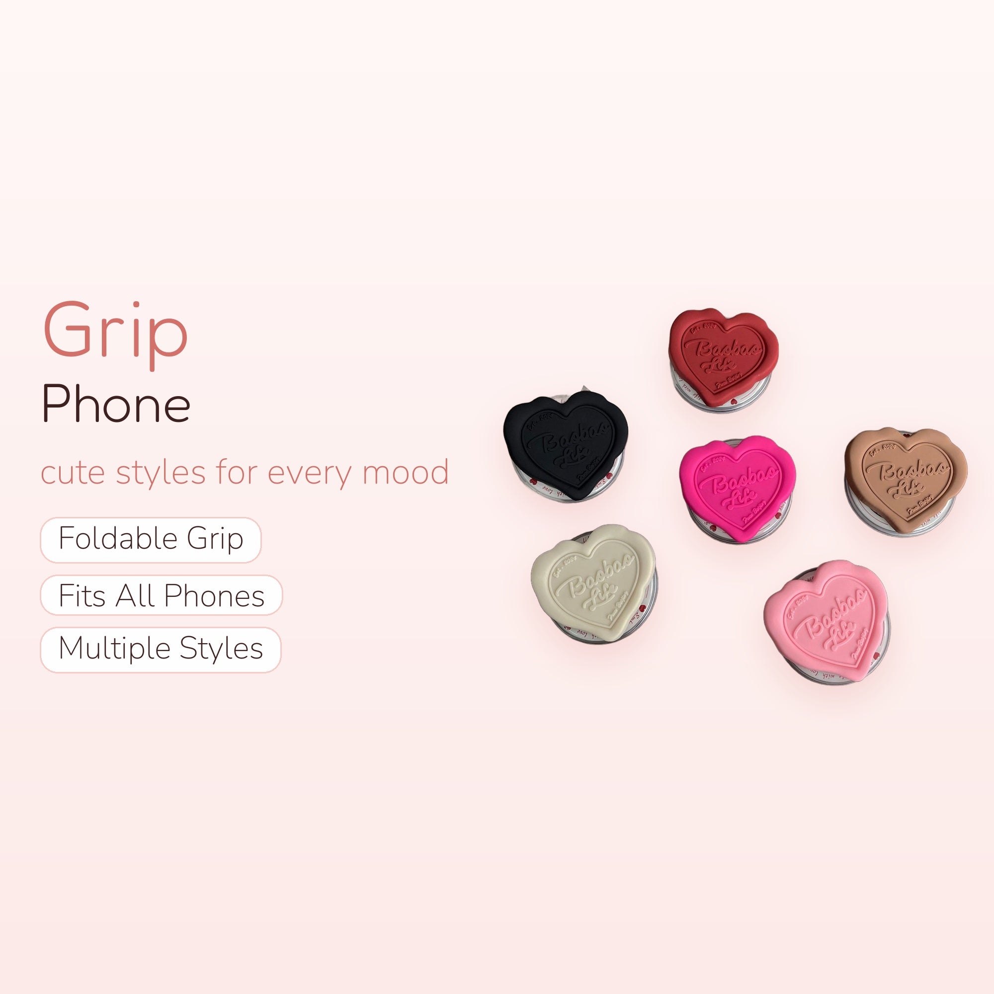 Heart Wax Seal Phone Grip | Kawaii Pastel Pop Socket Stand