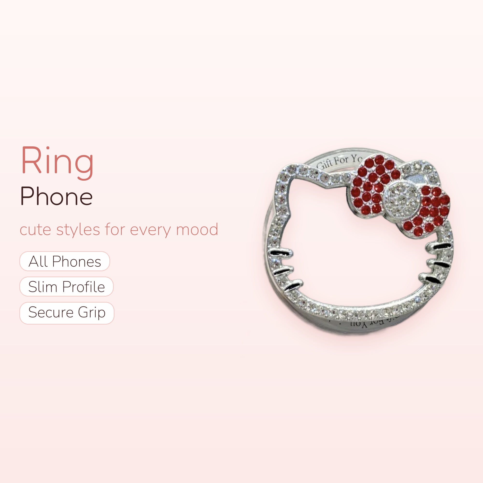 Sparkly Hello Kitty Phone Ring | Rhinestone Finger Holder Kickstand
