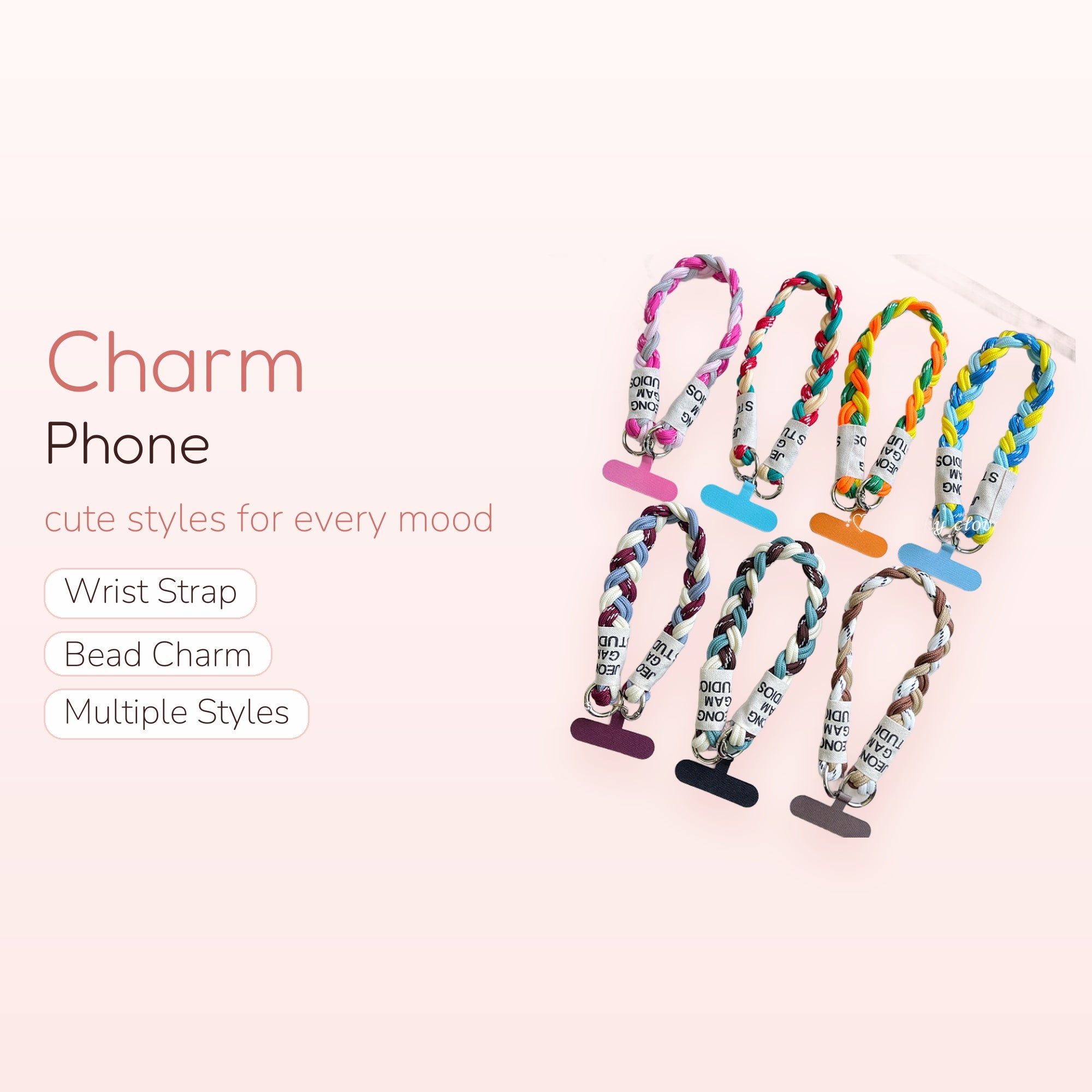 Braided Rope Phone Charm Strap | Colorful Woven Wrist Lanyard