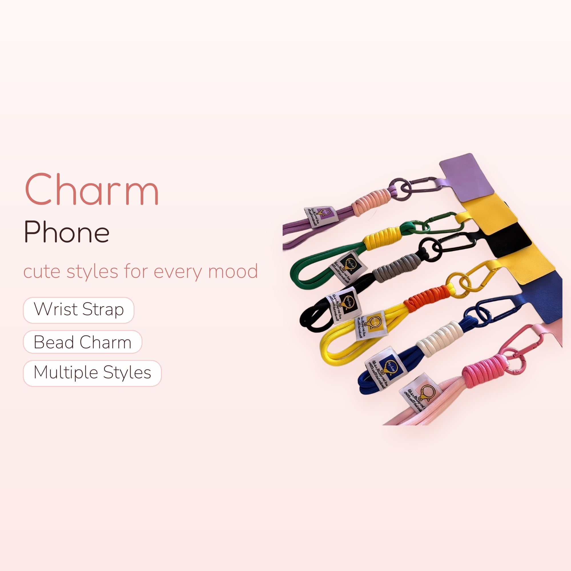 Colorful Braided Rope Phone Charm Strap | Aesthetic Wrist Lanyard with Carabiner Clip