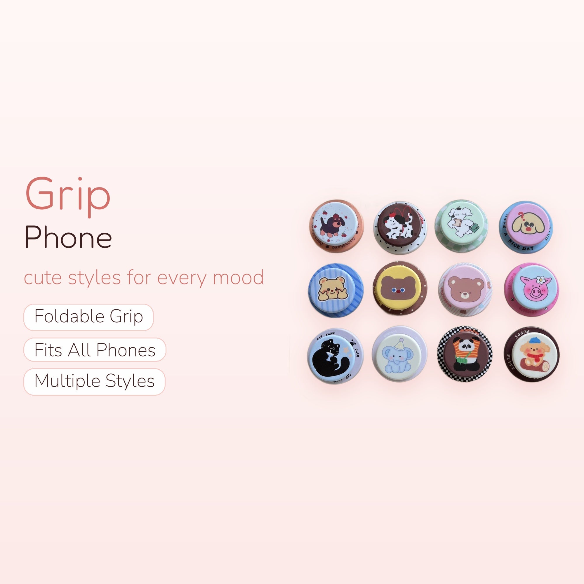 Cute Animal Character Phone Grips | Kawaii Pop Socket Stands for Phones