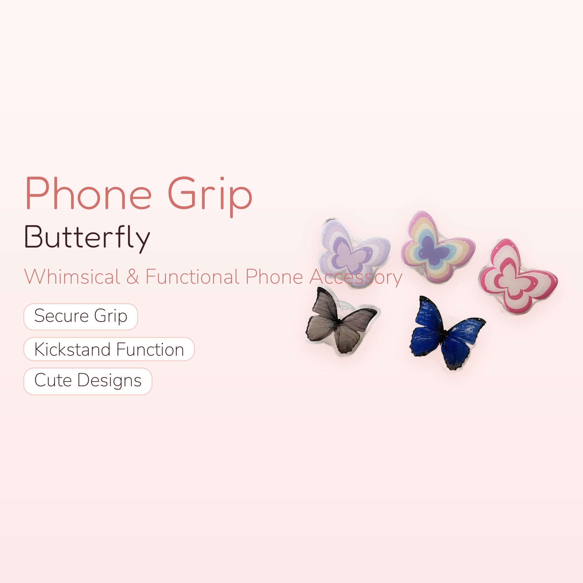 Cute Butterfly Phone Grip | Kawaii Pop-Up Phone Holder Stand