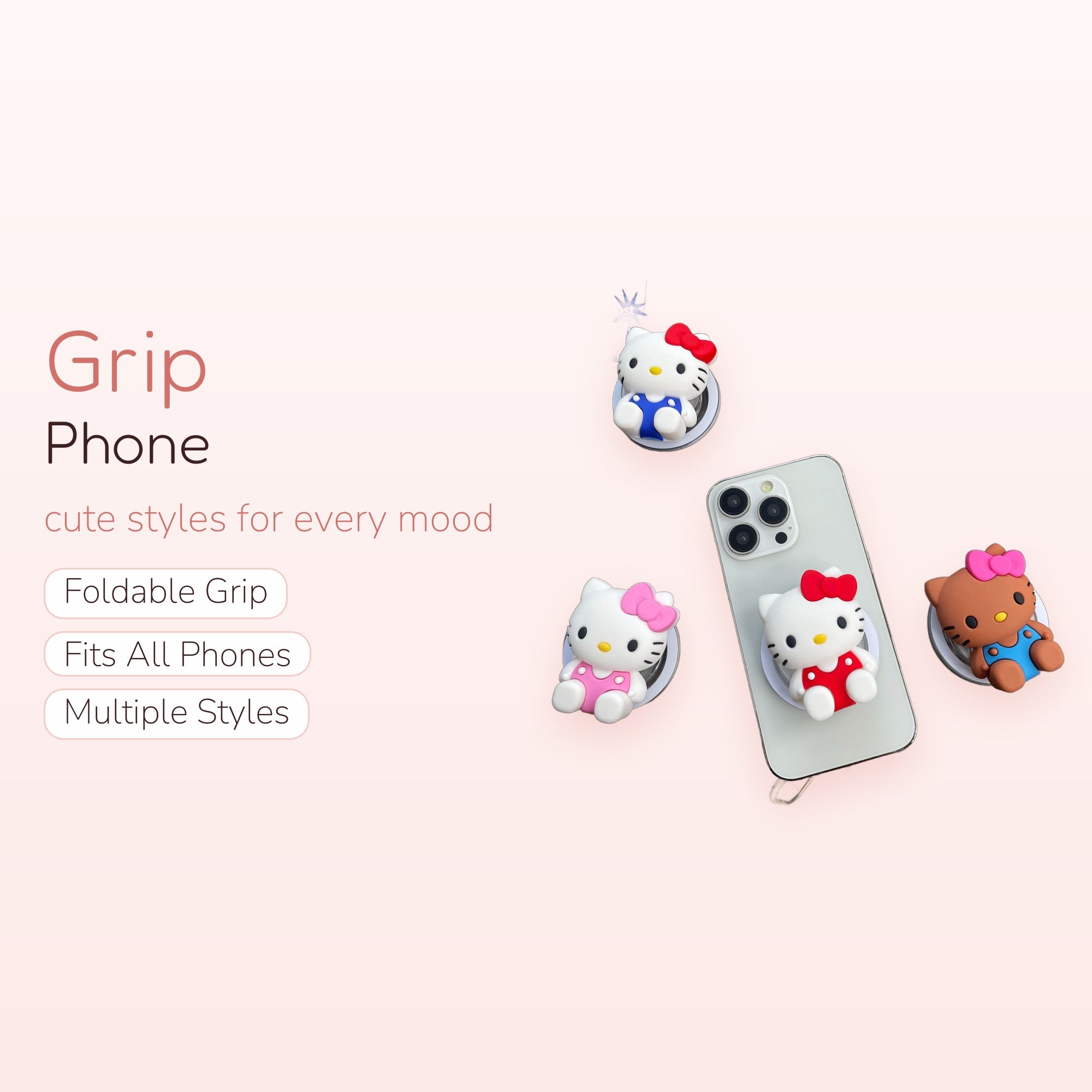 Cute Hello Kitty Silicone Phone Grip | Kawaii Pop Socket Stand for iPhone