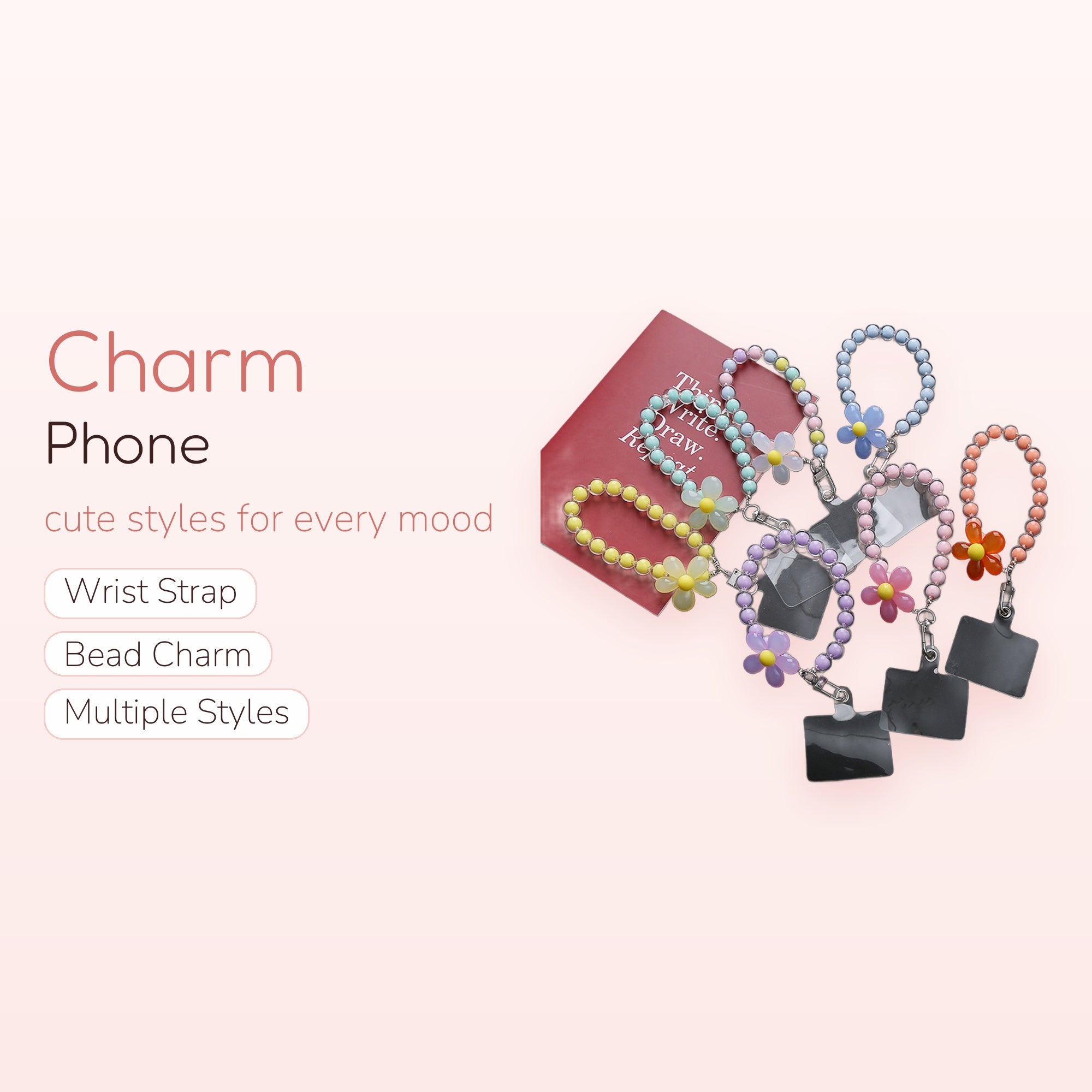 Pastel Beaded Flower Phone Charm Strap | Cute Daisy Wrist Lanyard