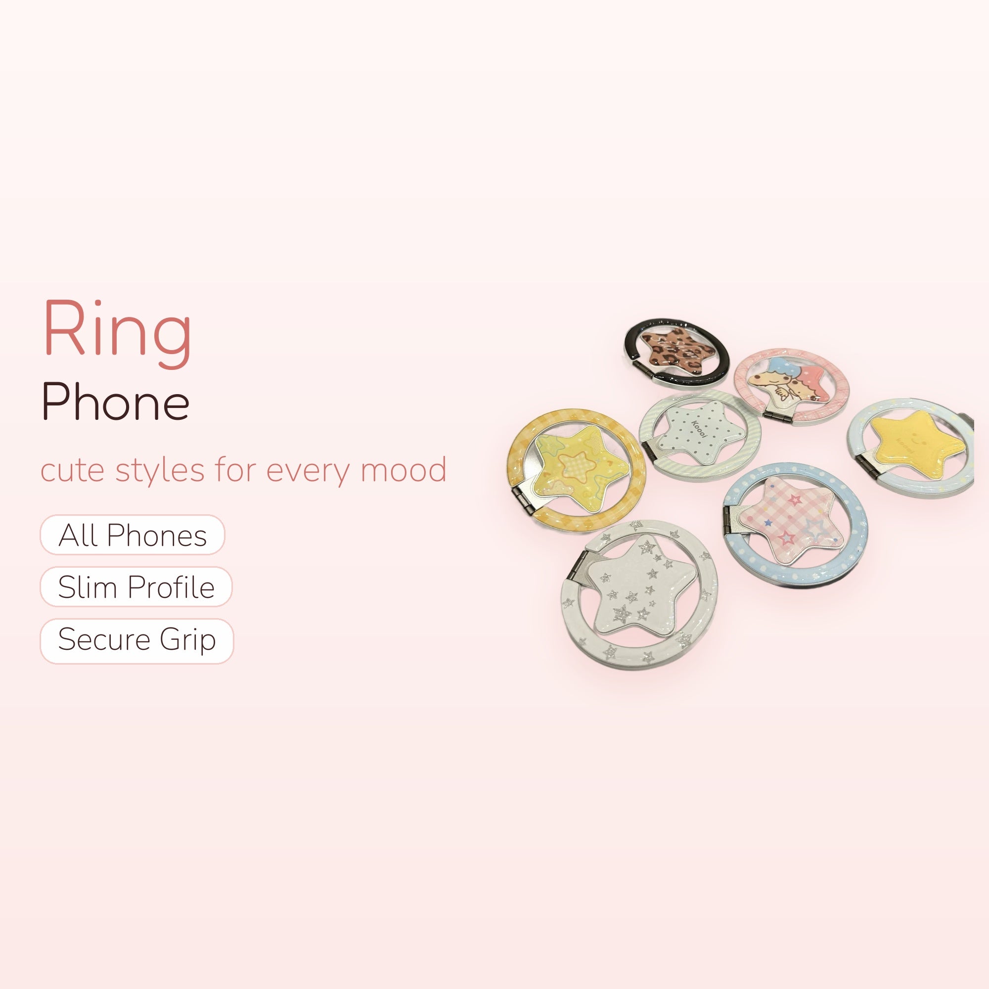 Kawaii Star Phone Ring | Cute 360° Finger Holder Kickstand