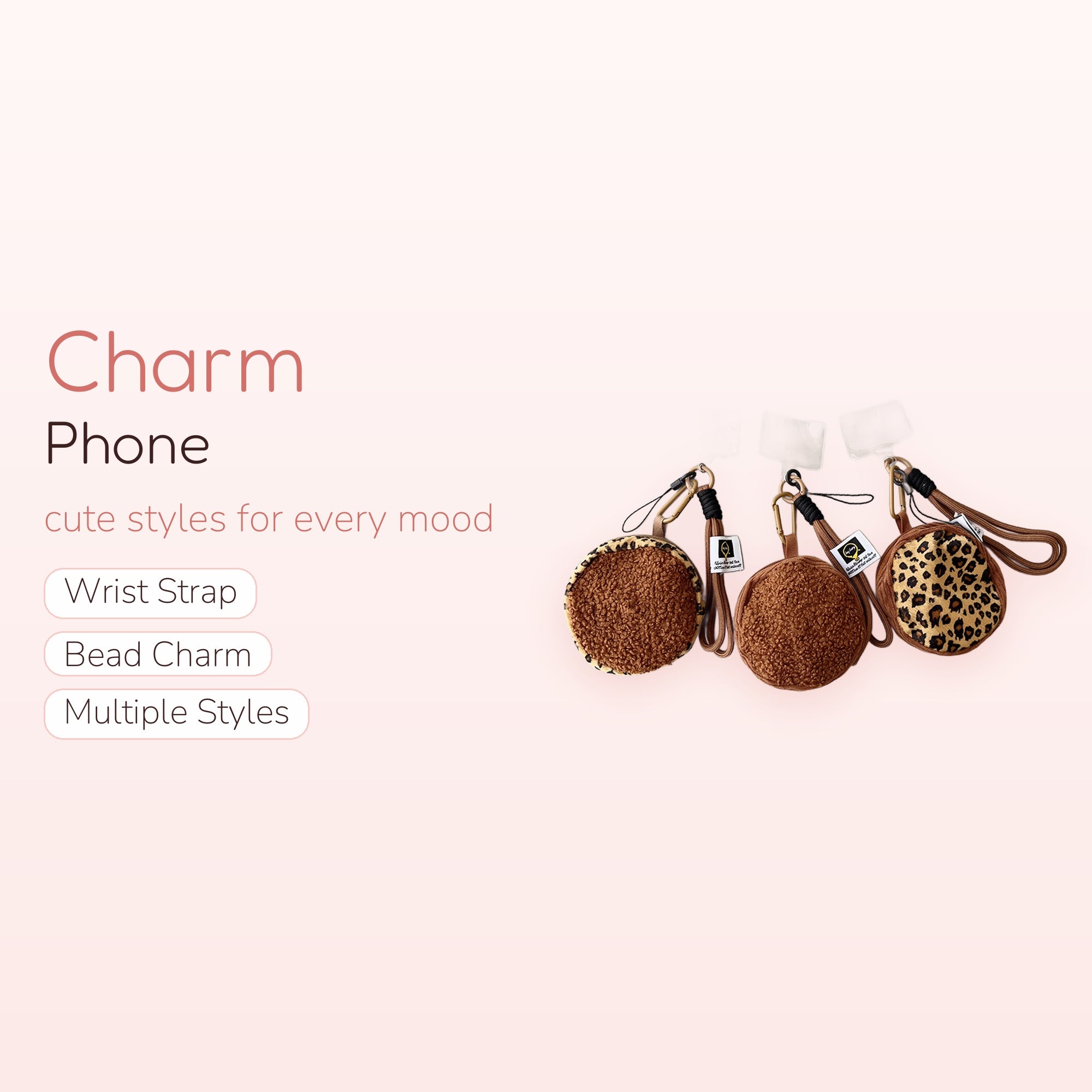 Fluffy Leopard Print & Sherpa Phone Charm | Cozy Wrist Strap Keychain