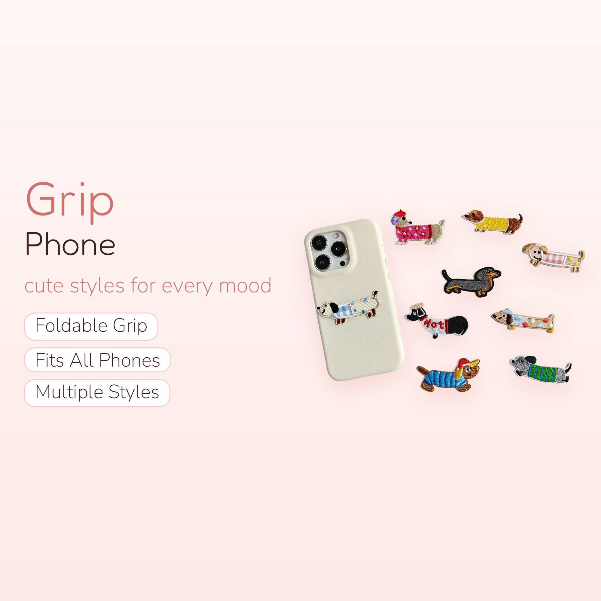 Cute Dachshund Dog Embroidered Iron-On Patches | Kawaii Animal Appliques for Phone Cases