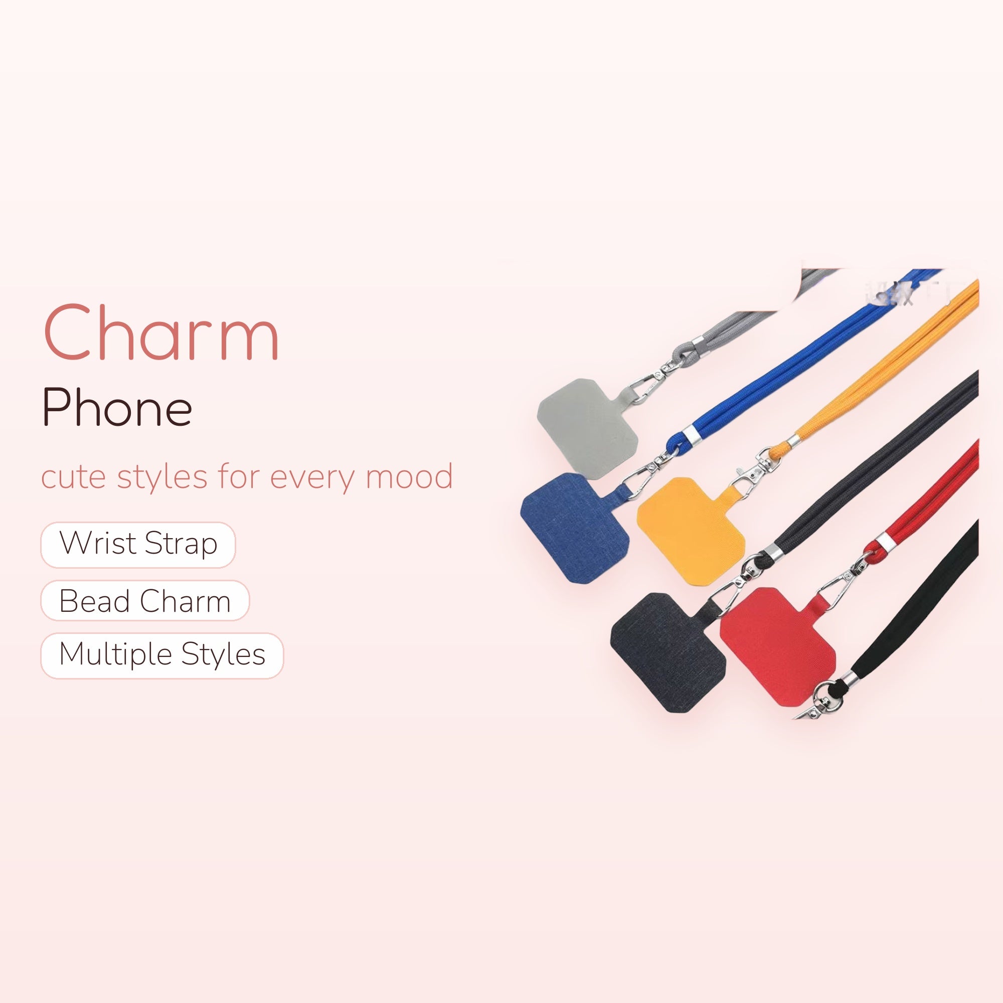 Colorful Fabric Phone Lanyard with Patch | Universal Detachable Phone Strap