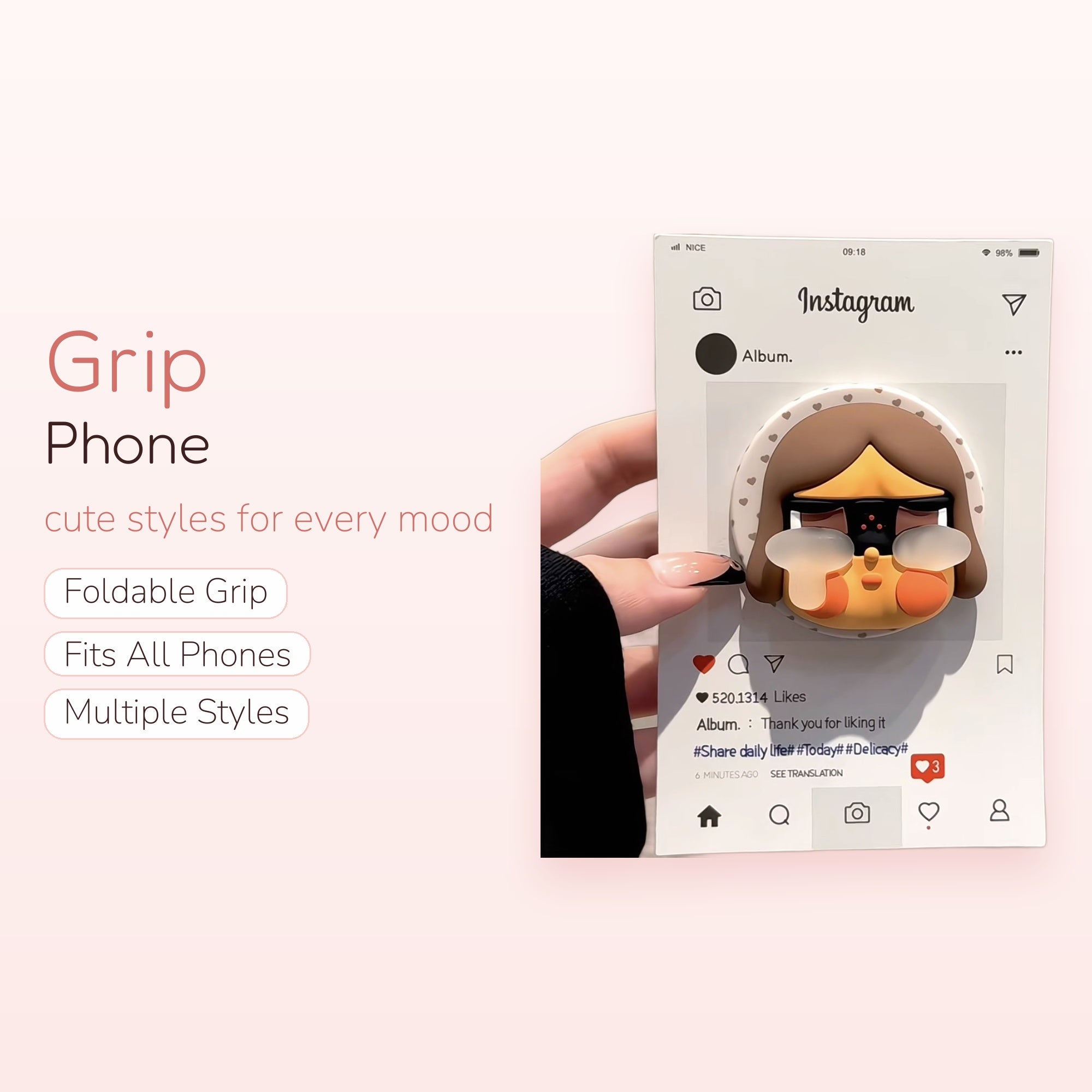 Hex Appeal — Kawaii Witch Phone Grip Halloween Stand