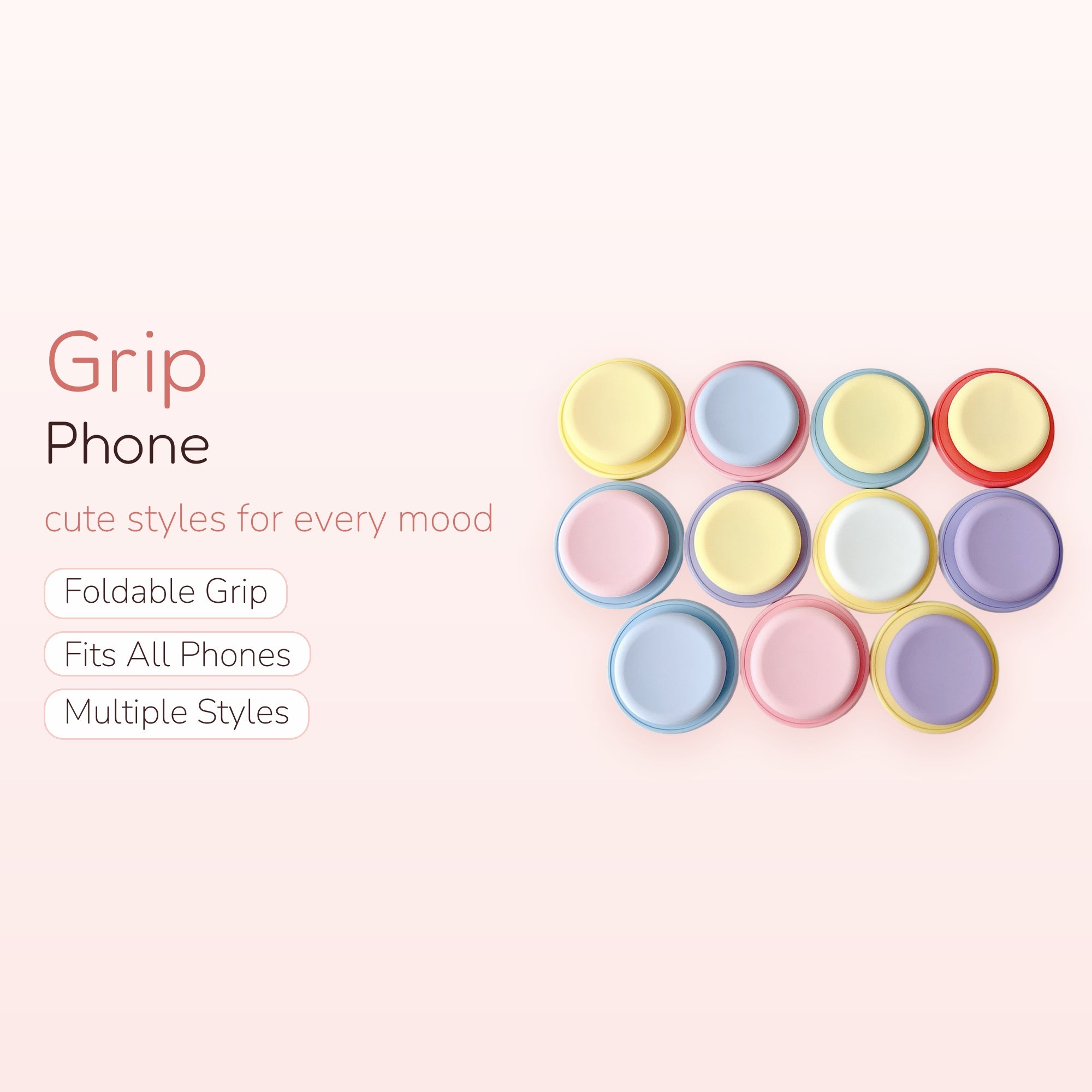 Pastel Silicone Circle Phone Grip | Cute Expandable Pop Socket Stand