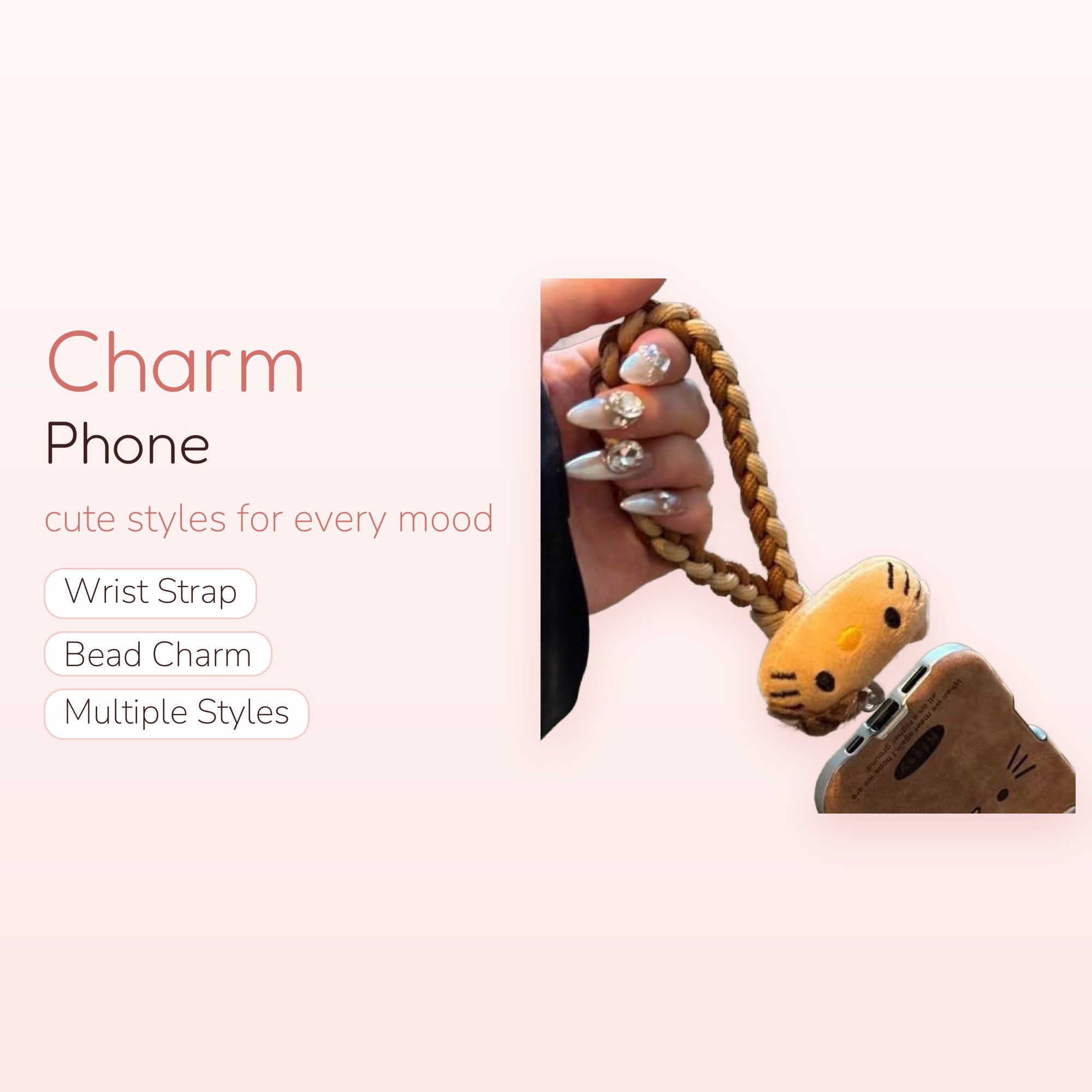Braided Wrist Strap Phone Charm | Cute Plush Character Phone Lanyard
