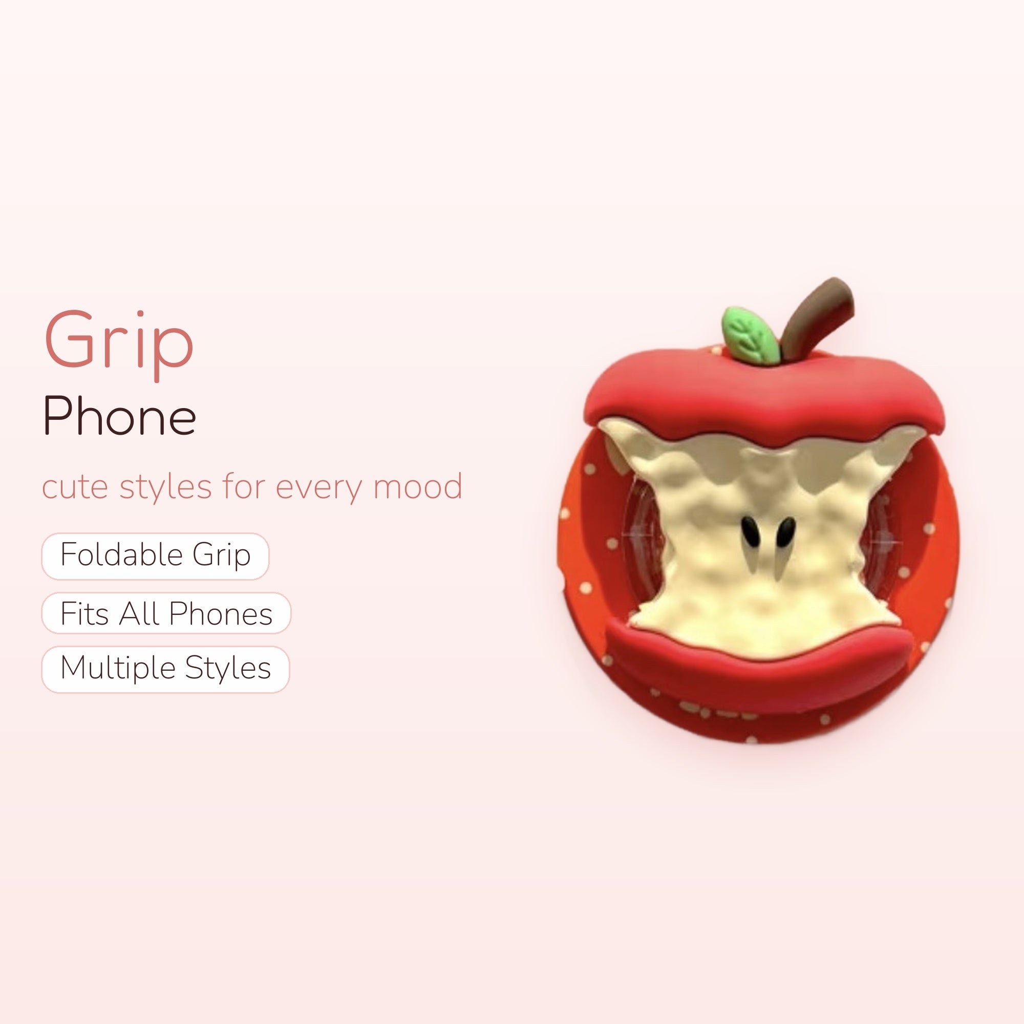Forbidden Fruit — Red Apple Kawaii Phone Grip Stand