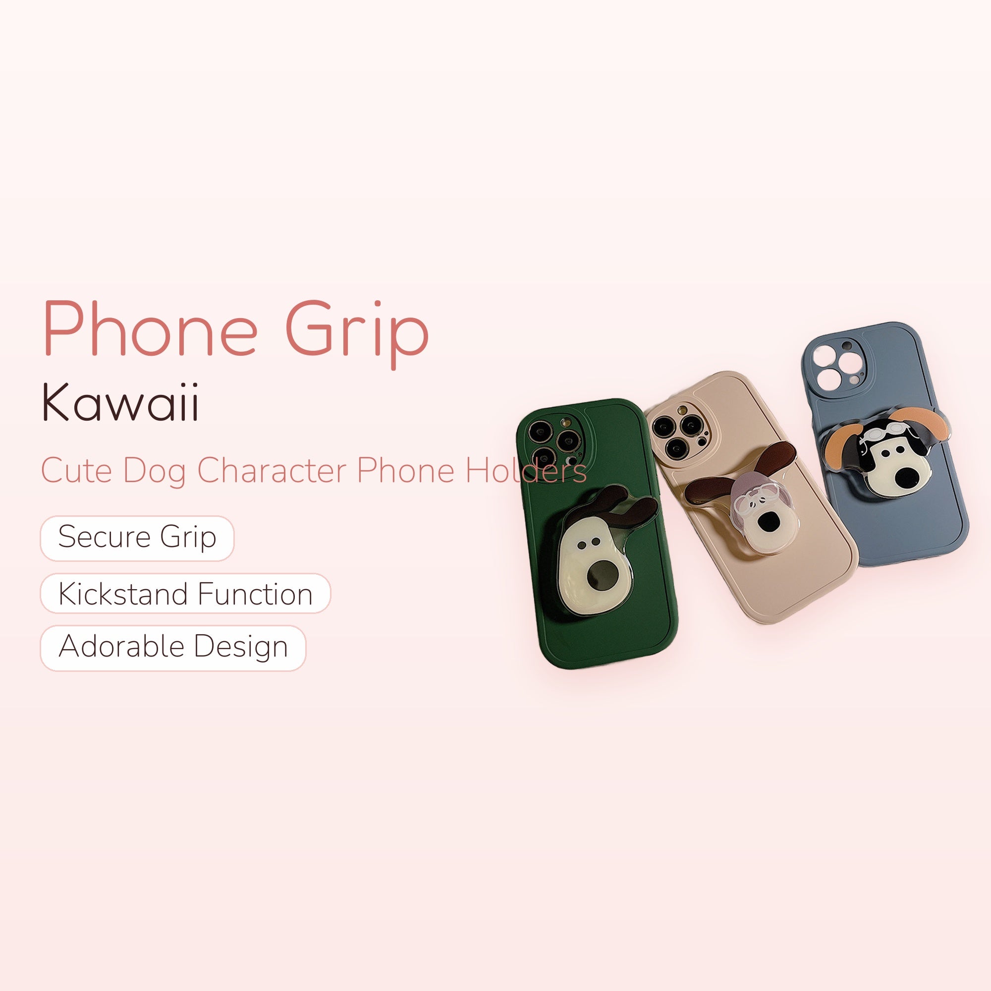 Cute Dog Character Phone Grip | Kawaii Cartoon Phone Holder Stand