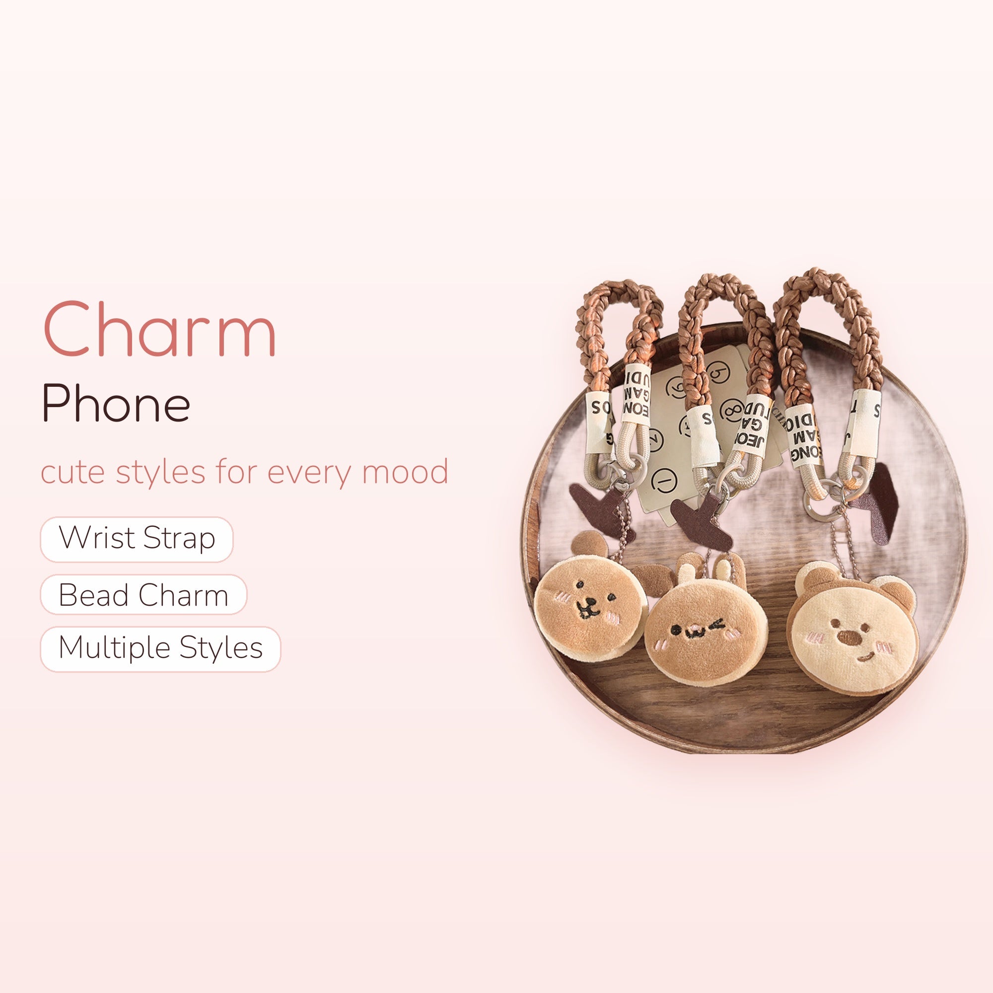 SIMPLYBUBBI — Braided Plush Bear & Bunny Wristlet | Cute Keychain Lanyard