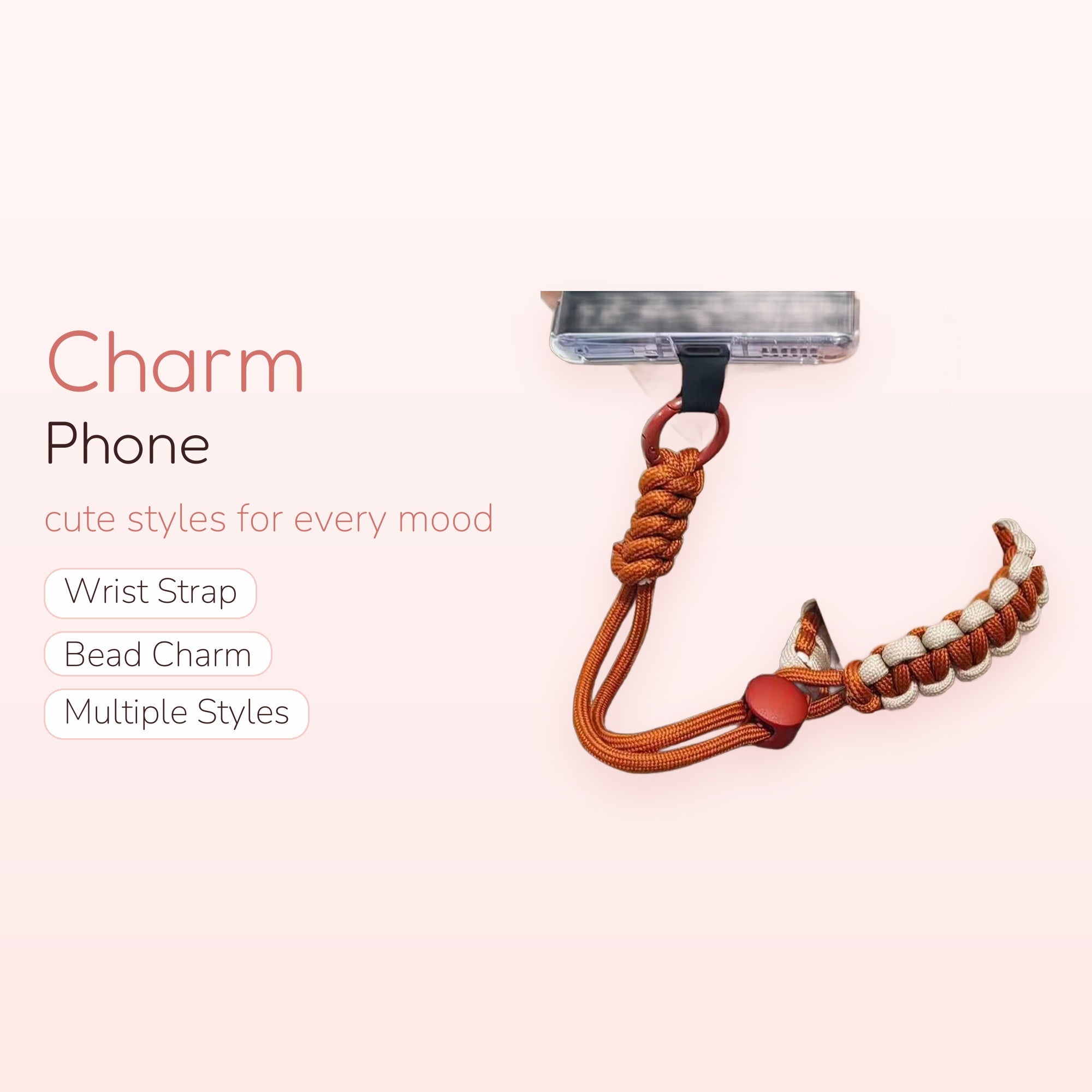 Adjustable Braided Paracord Phone Charm Strap | Durable Wrist Lanyard