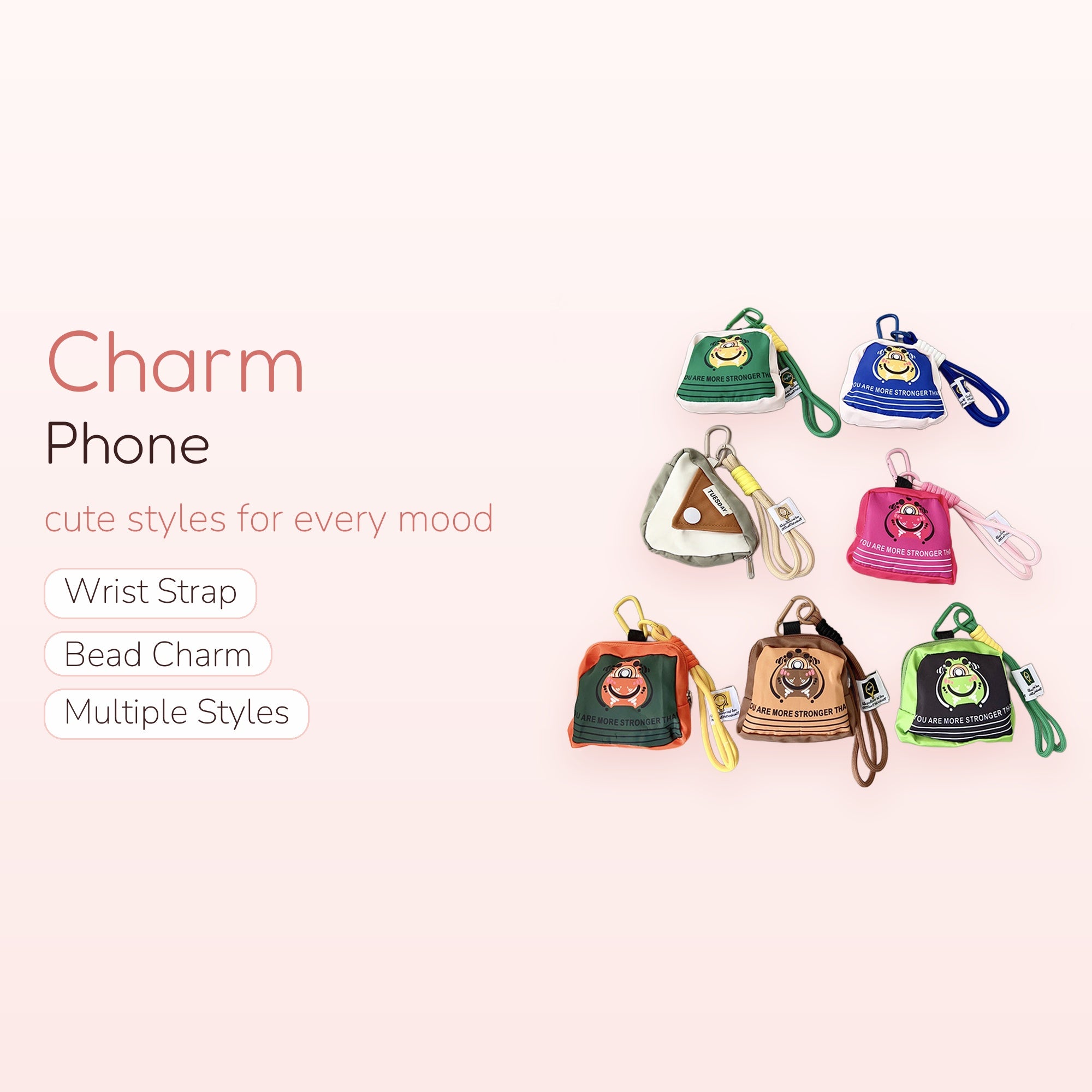 Cute Frog & Onigiri Mini Pouch Phone Charm | Kawaii Coin Purse Keychain Lanyard