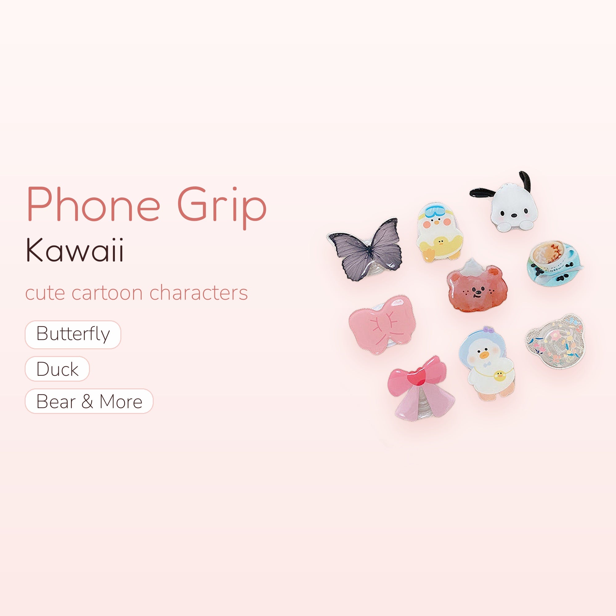 Kawaii Cartoon Phone Grip Stand | Cute Character Expandable Holder